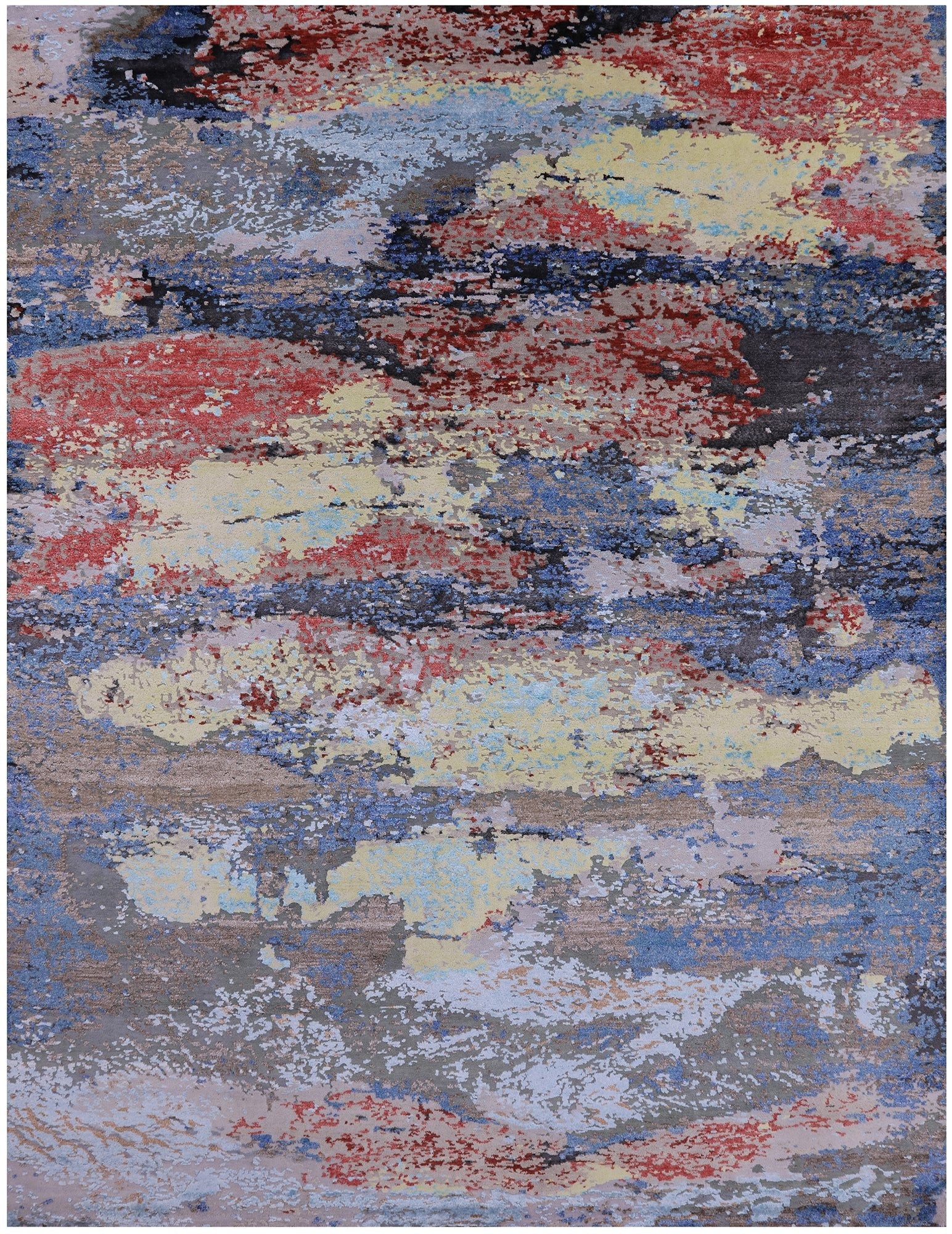Contemporary Hand Knotted Wool & Silk Rug - 9' 0" X 11' 10" - Golden Nile
