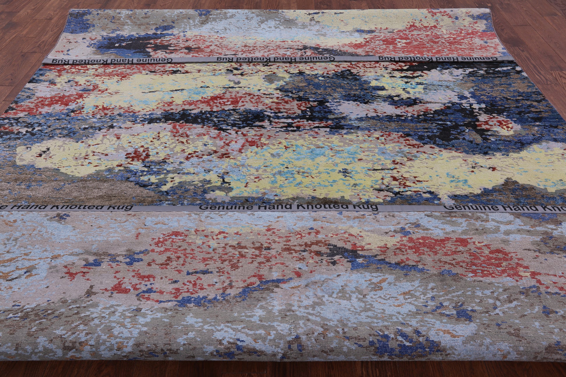 Contemporary Hand Knotted Wool & Silk Rug - 9' 0" X 11' 10" - Golden Nile
