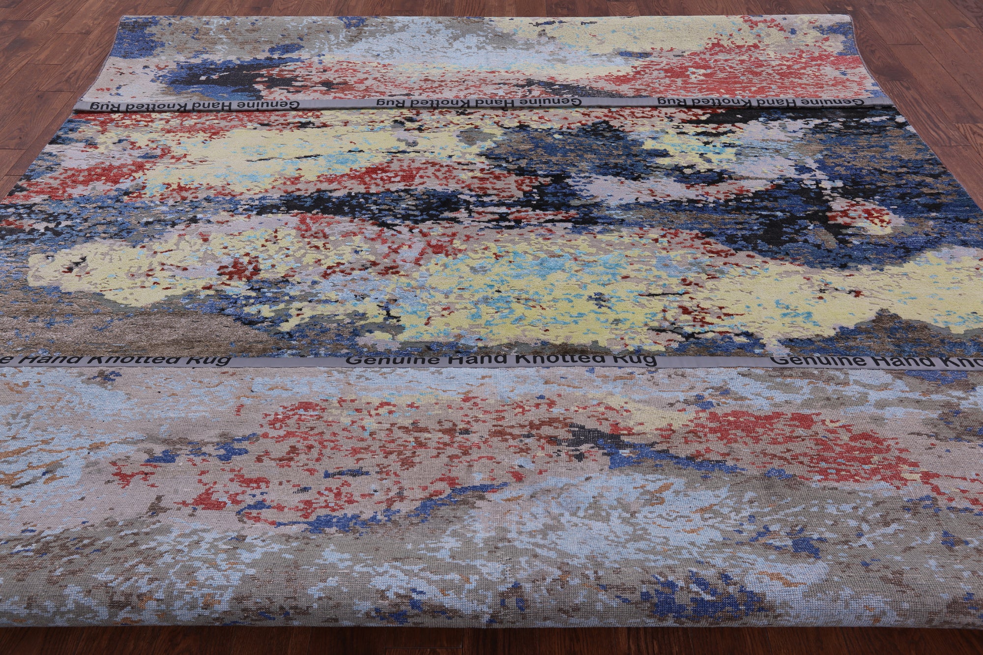 Contemporary Hand Knotted Wool & Silk Rug - 9' 0" X 11' 10" - Golden Nile
