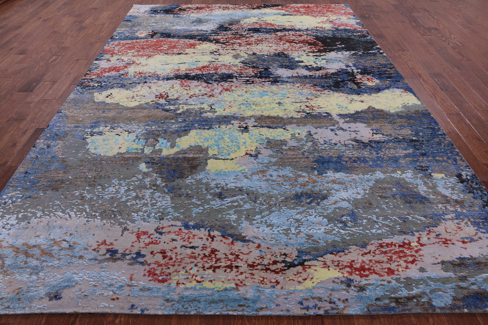 Contemporary Hand Knotted Wool & Silk Rug - 9' 0" X 11' 10" - Golden Nile