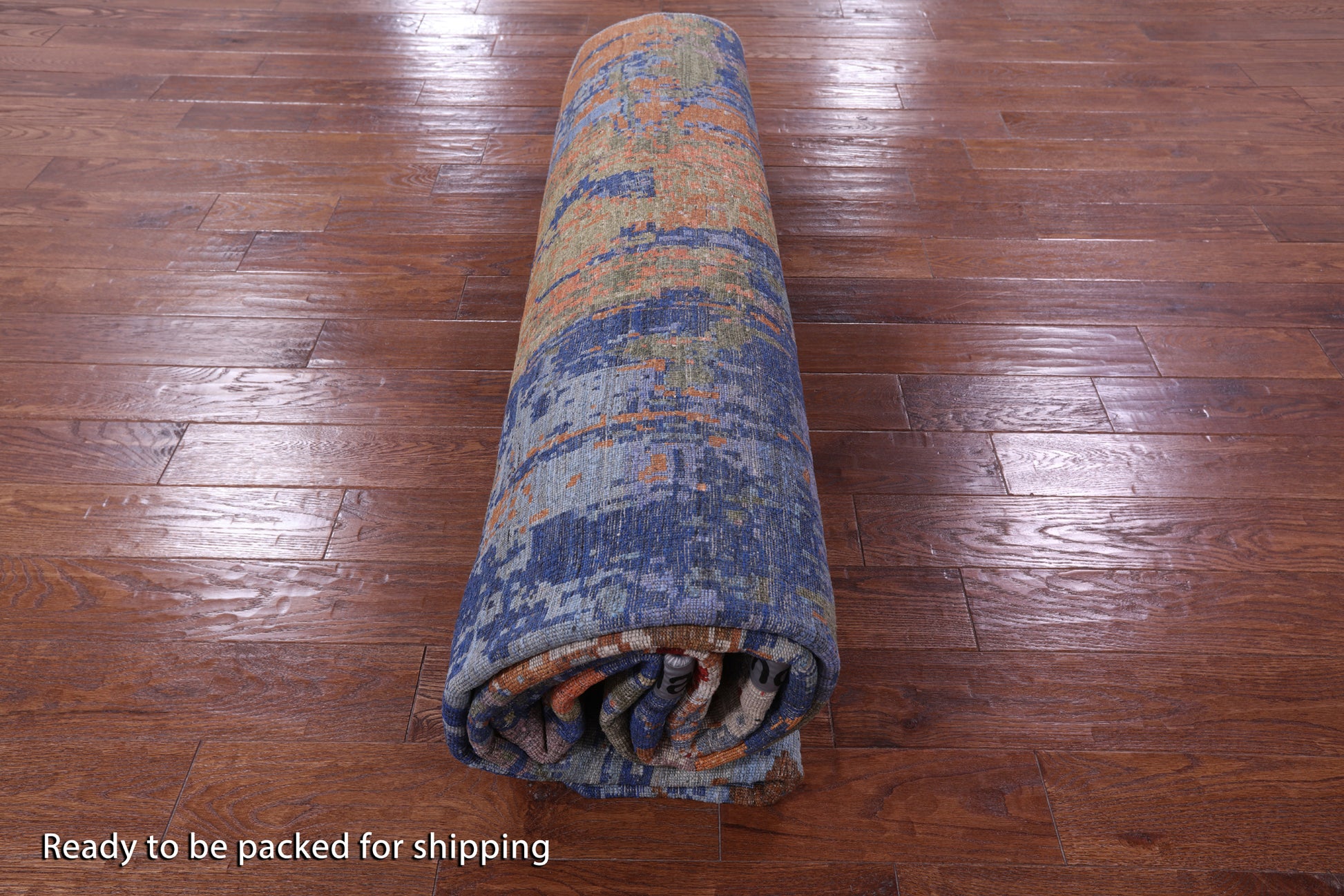 Abstract Contemporary Handmade Wool & Silk Rug - 9' 0" X 11' 11" - Golden Nile