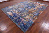 Abstract Contemporary Handmade Wool & Silk Rug - 9' 0" X 11' 11" - Golden Nile