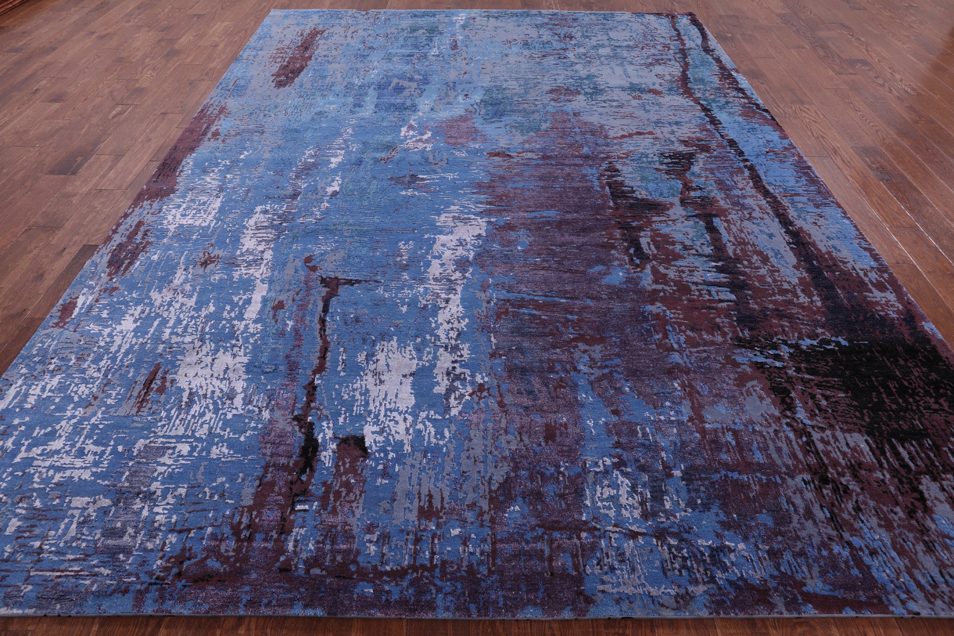 Modern Handmade Wool & Silk Rug - 9' 1" X 11' 10" - Golden Nile