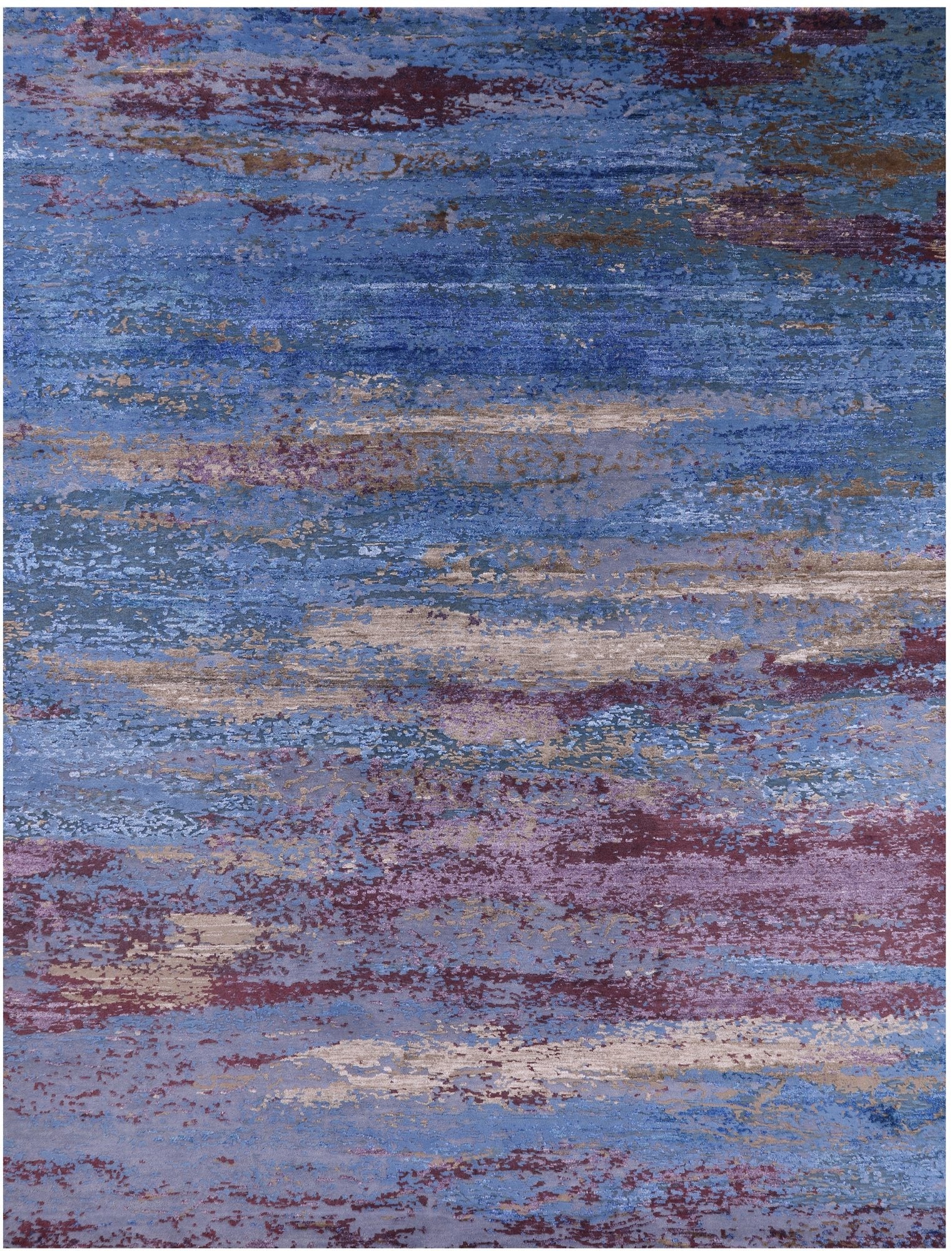 Modern Hand Knotted Wool & Silk Rug - 9' 0" X 11' 11" - Golden Nile