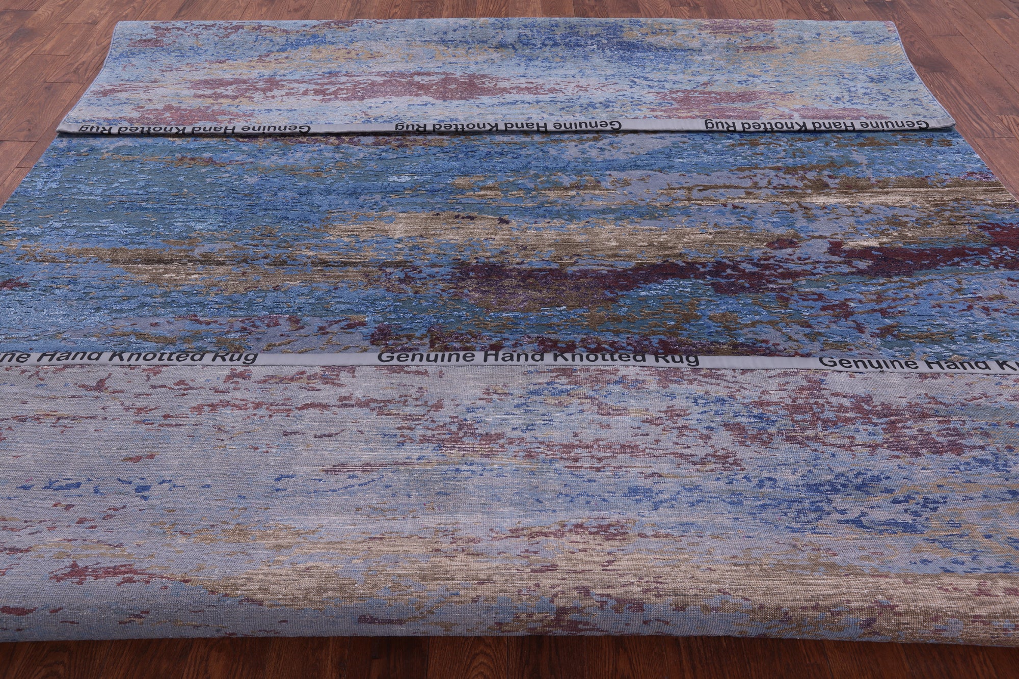 Modern Hand Knotted Wool & Silk Rug - 9' 0" X 11' 11" - Golden Nile