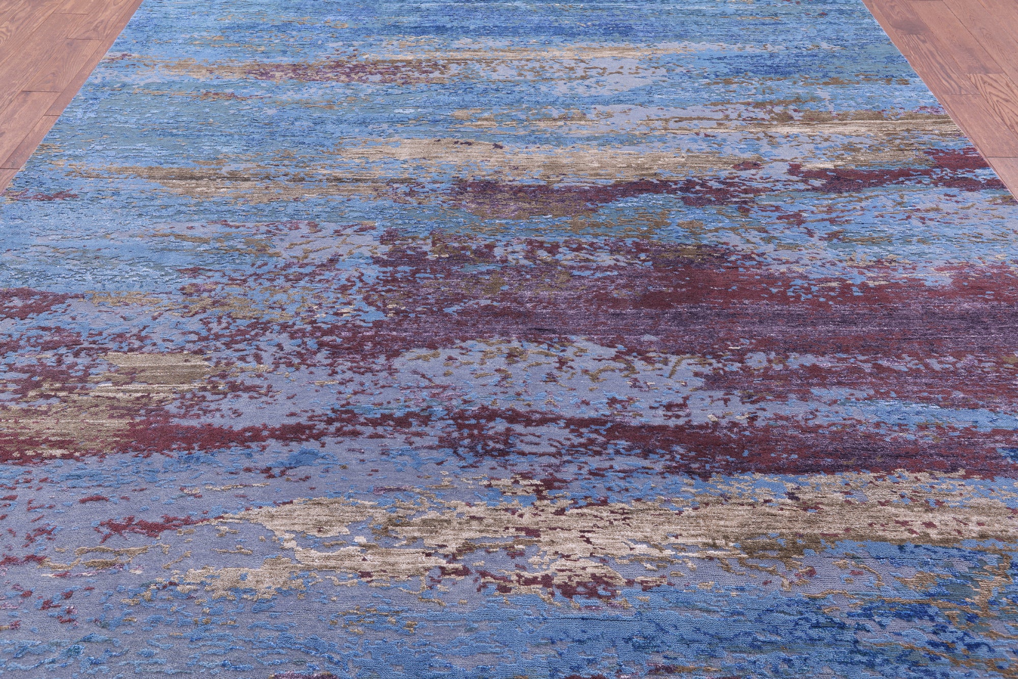 Modern Hand Knotted Wool & Silk Rug - 9' 0" X 11' 11" - Golden Nile