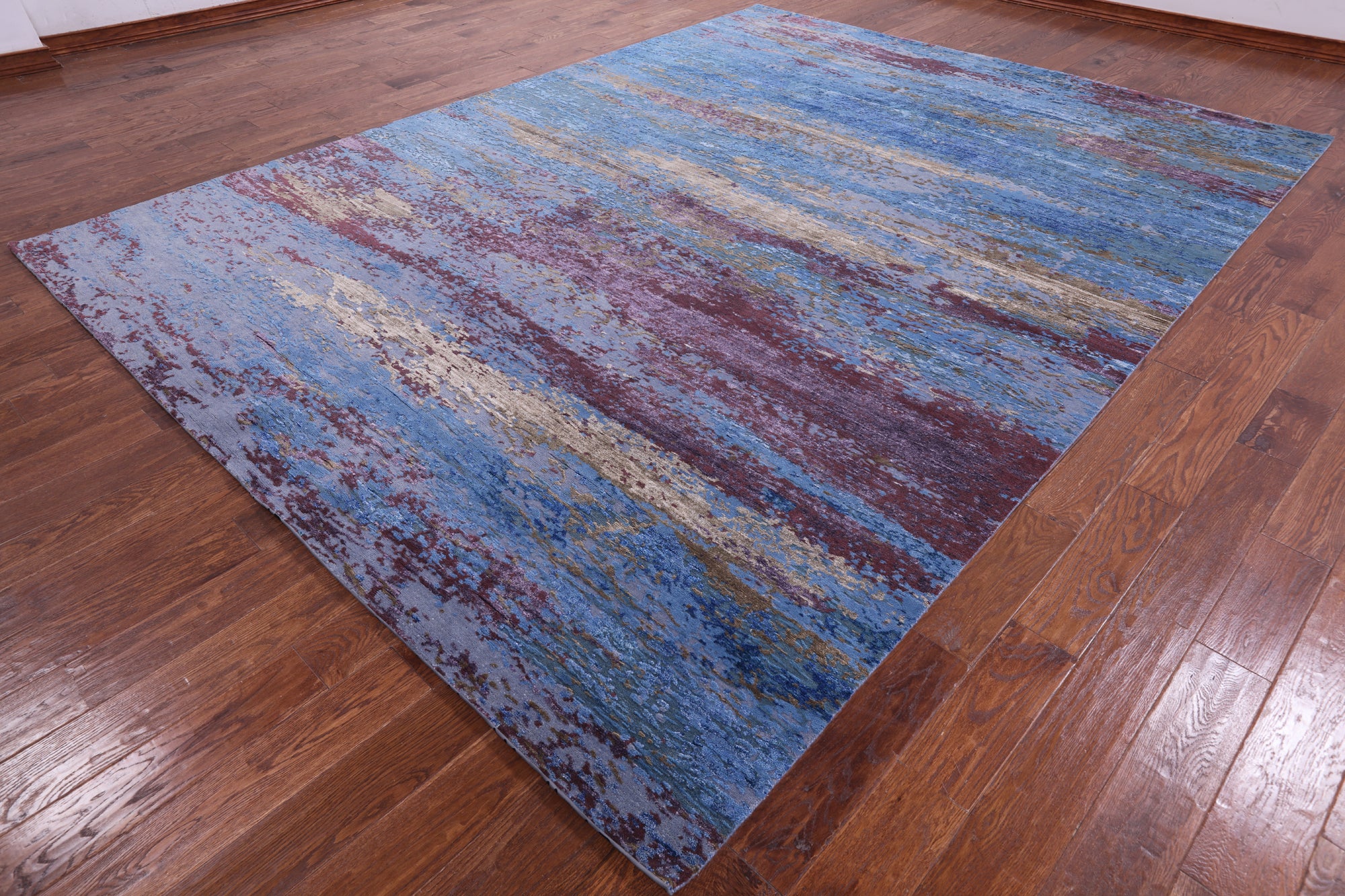 Modern Hand Knotted Wool & Silk Rug - 9' 0" X 11' 11" - Golden Nile