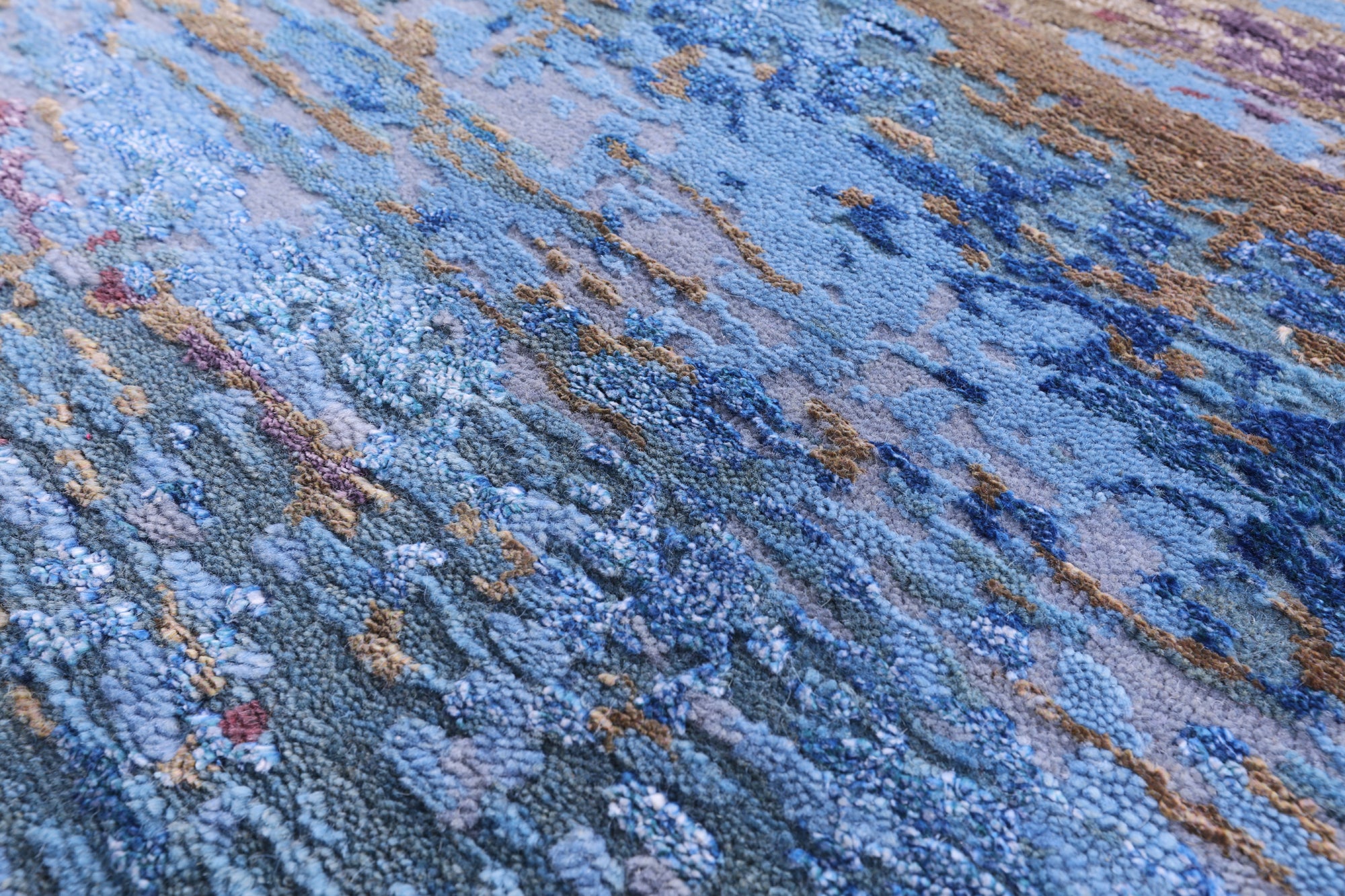 Modern Hand Knotted Wool & Silk Rug - 9' 0" X 11' 11" - Golden Nile