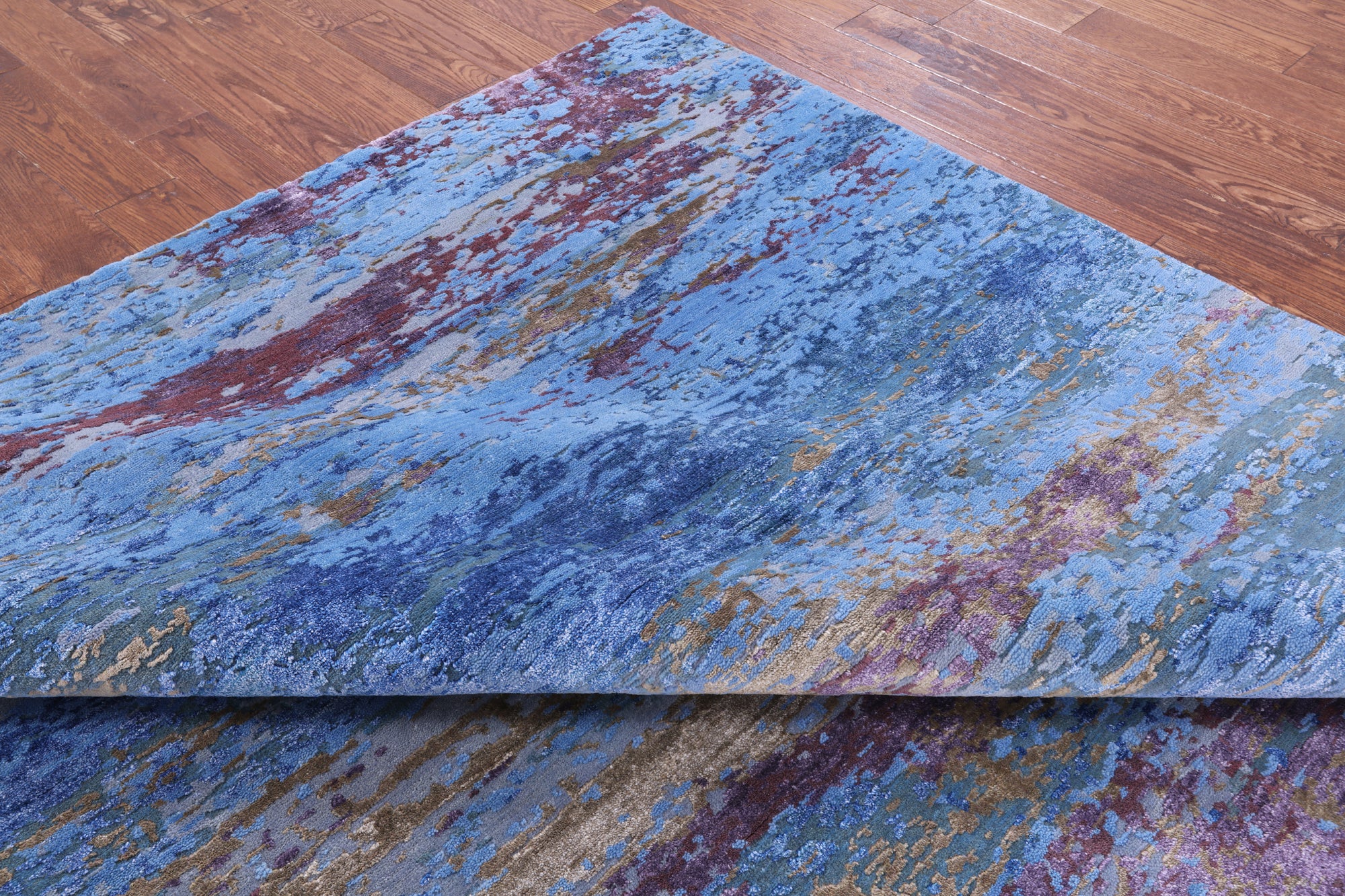 Abstract Contemporary Hand Knotted Wool & Silk Rug - 8' 1" X 10' 0" - Golden Nile