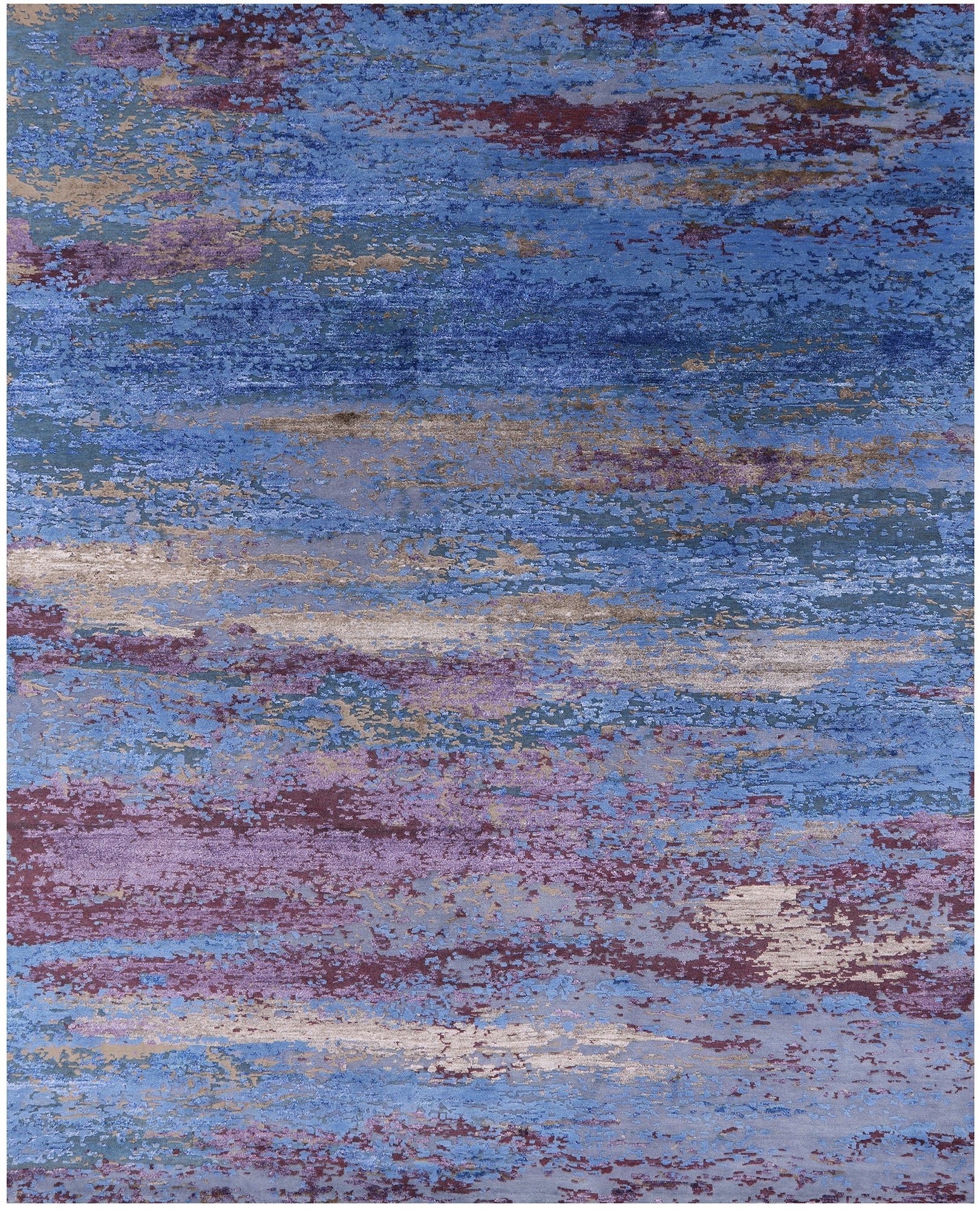 Abstract Contemporary Hand Knotted Wool & Silk Rug - 8' 1" X 10' 0" - Golden Nile