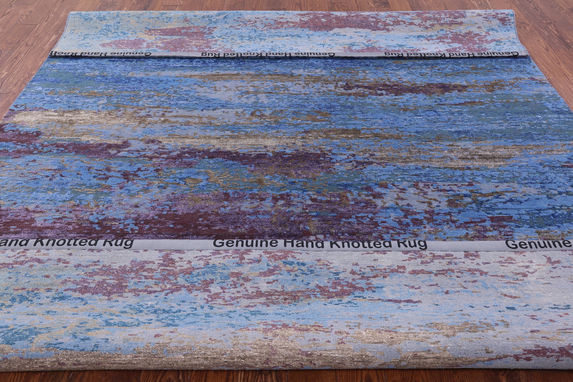 Abstract Contemporary Hand Knotted Wool & Silk Rug - 8' 1" X 10' 0" - Golden Nile
