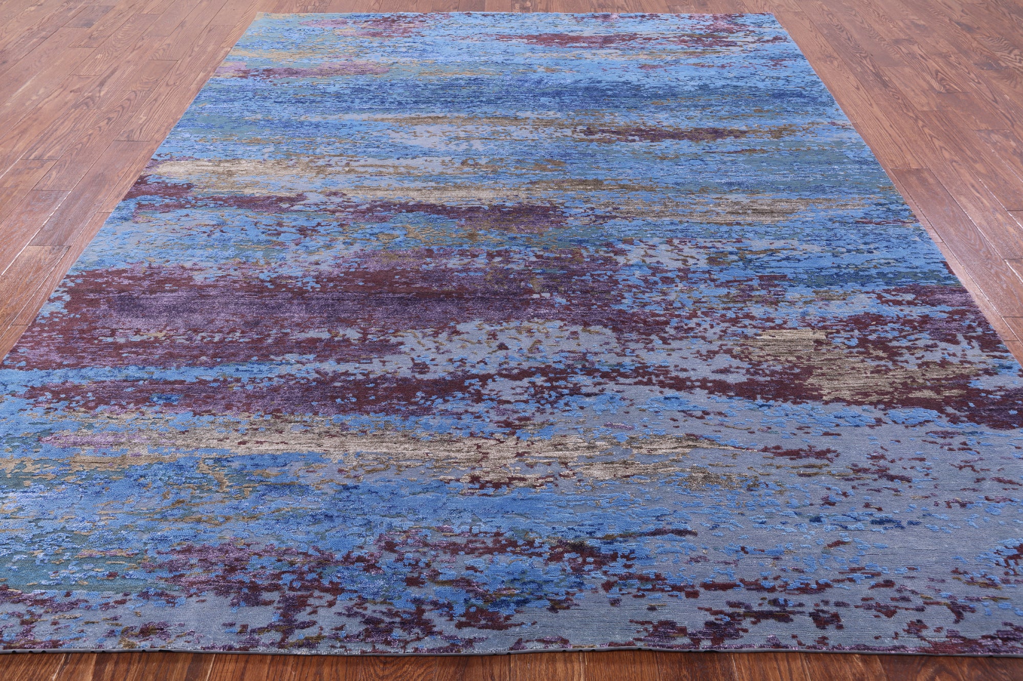 Abstract Contemporary Hand Knotted Wool & Silk Rug - 8' 1" X 10' 0" - Golden Nile