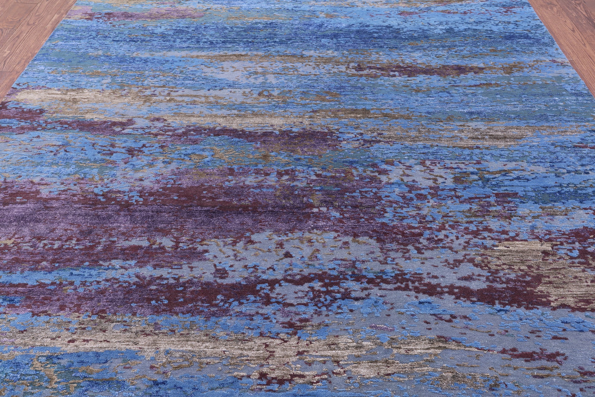 Abstract Contemporary Hand Knotted Wool & Silk Rug - 8' 1" X 10' 0" - Golden Nile