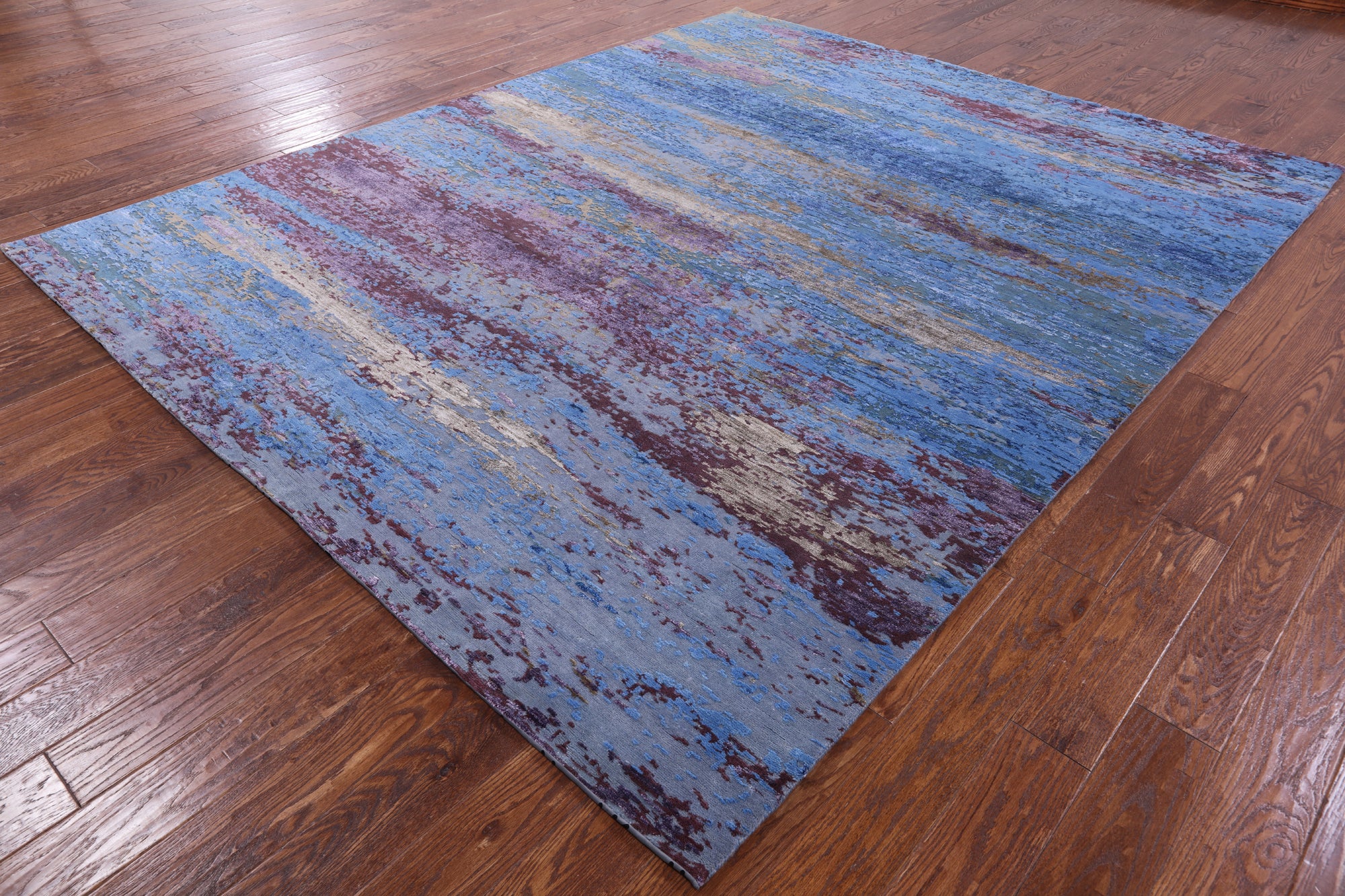 Abstract Contemporary Hand Knotted Wool & Silk Rug - 8' 1" X 10' 0" - Golden Nile