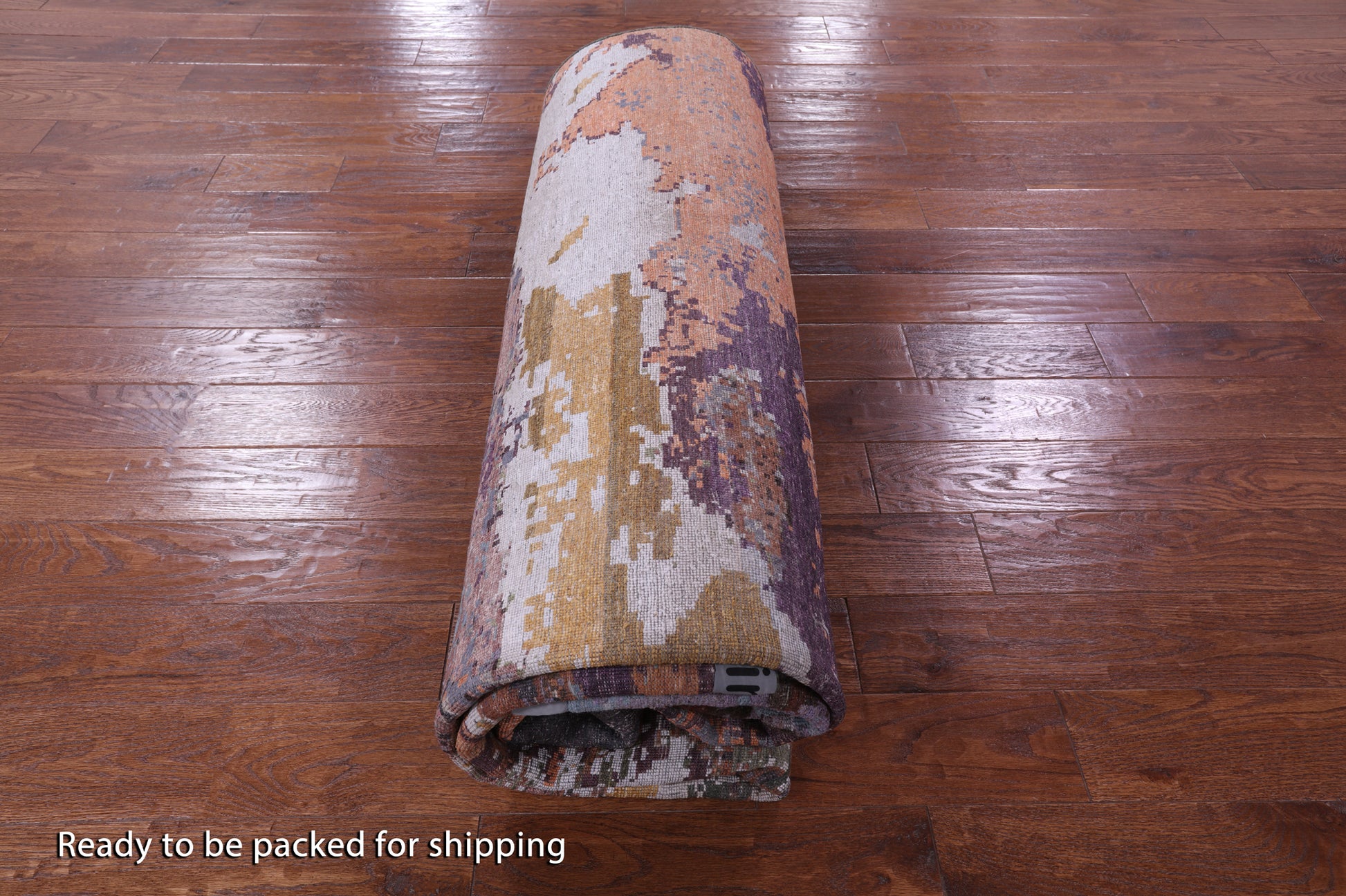 Abstract Contemporary Hand Knotted Wool & Silk Rug - 7' 10" X 10' 0" - Golden Nile