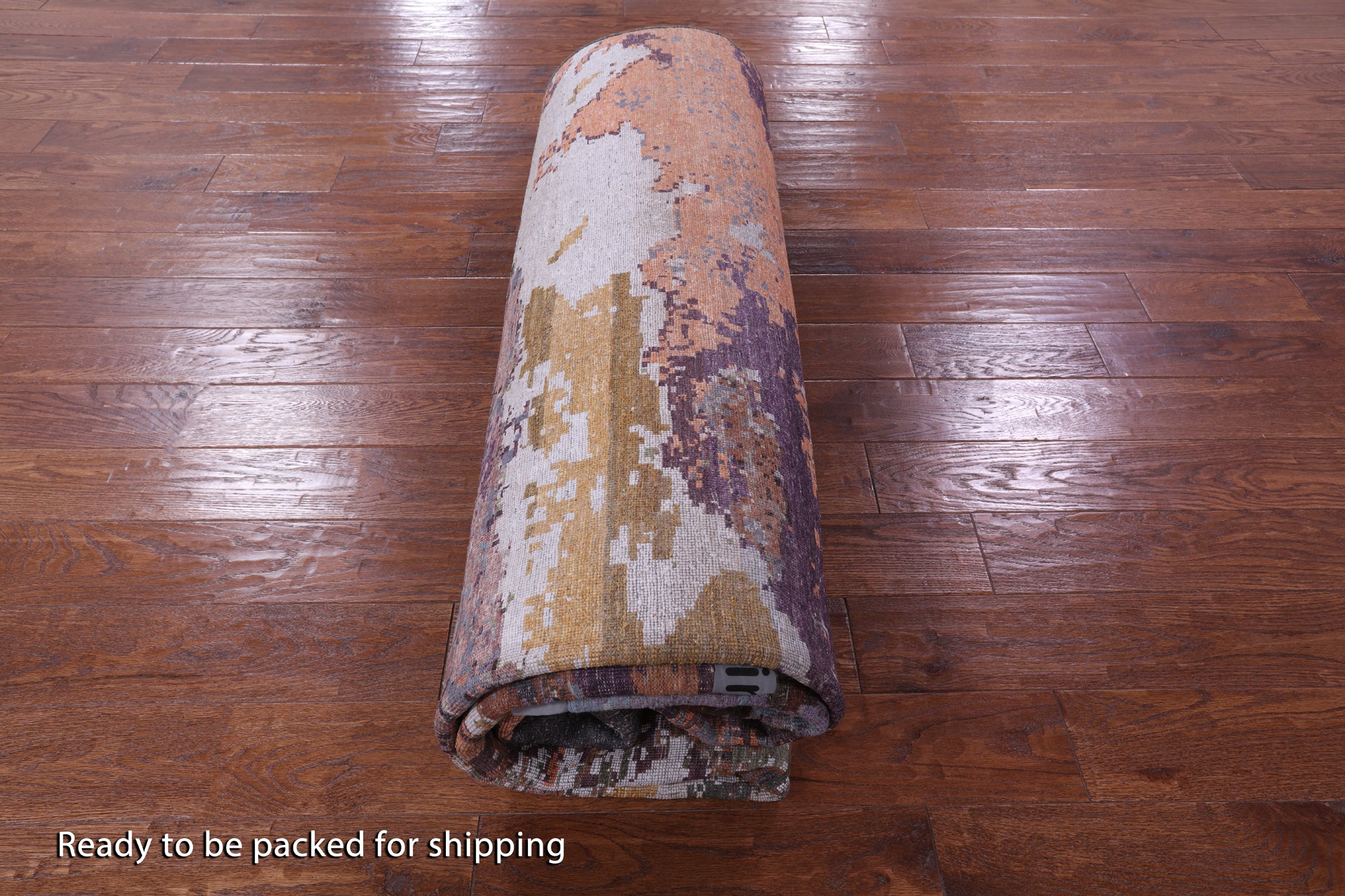 Abstract Contemporary Hand Knotted Wool & Silk Rug - 7' 10" X 10' 0" - Golden Nile