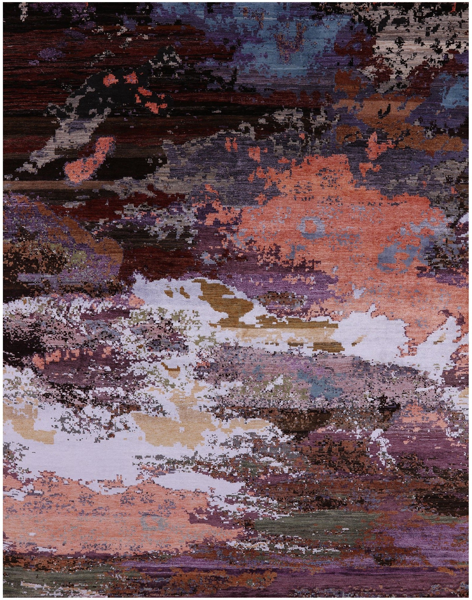 Abstract Contemporary Hand Knotted Wool & Silk Rug - 7' 10" X 10' 0" - Golden Nile
