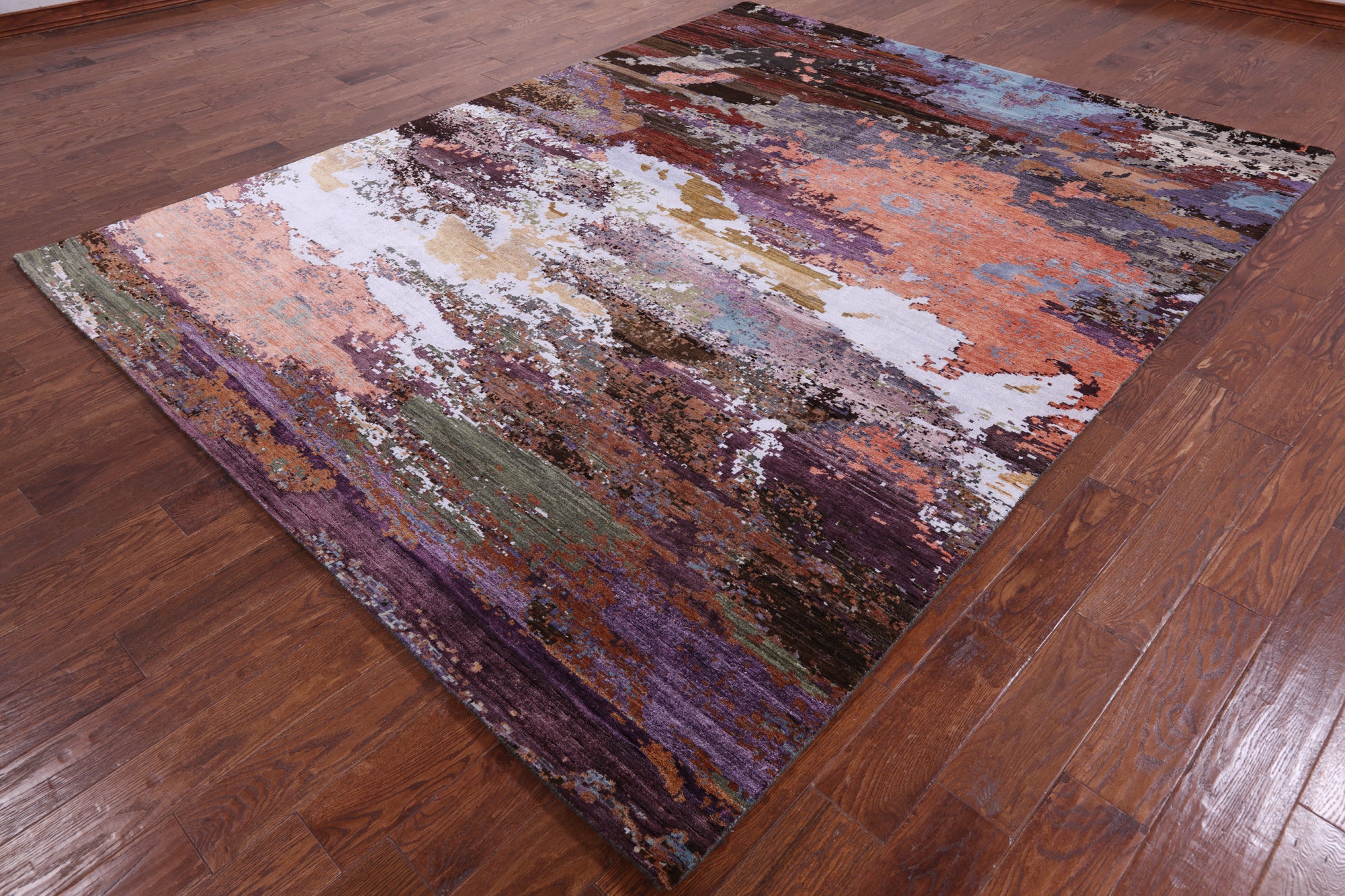 Abstract Contemporary Hand Knotted Wool & Silk Rug - 7' 10" X 10' 0" - Golden Nile