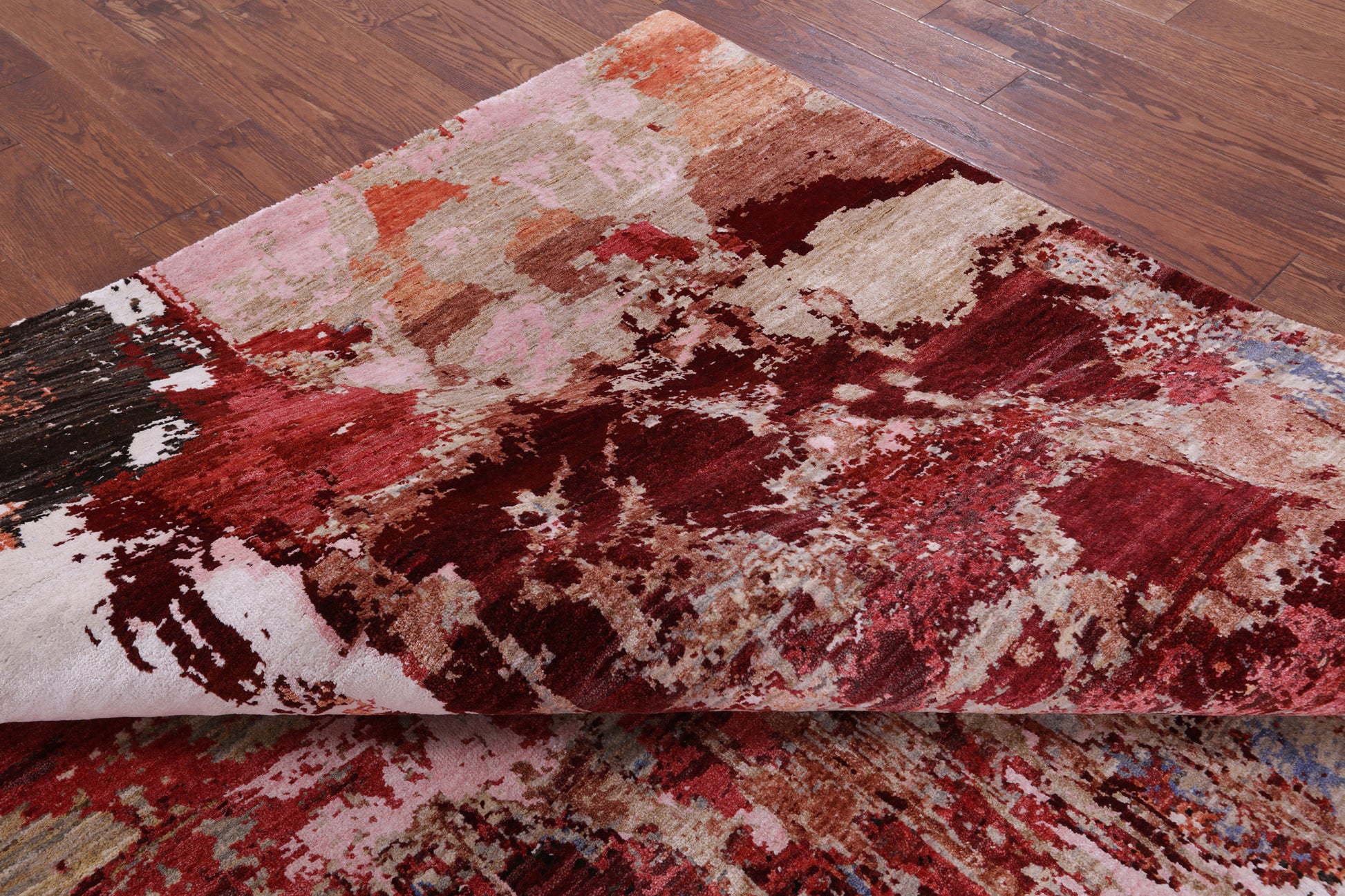 Abstract Contemporary Hand Knotted Wool & Silk Rug - 7' 9" X 10' 4" - Golden Nile