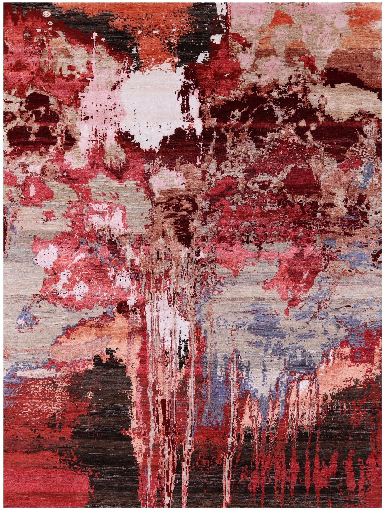 Abstract Contemporary Hand Knotted Wool & Silk Rug - 7' 9" X 10' 4" - Golden Nile