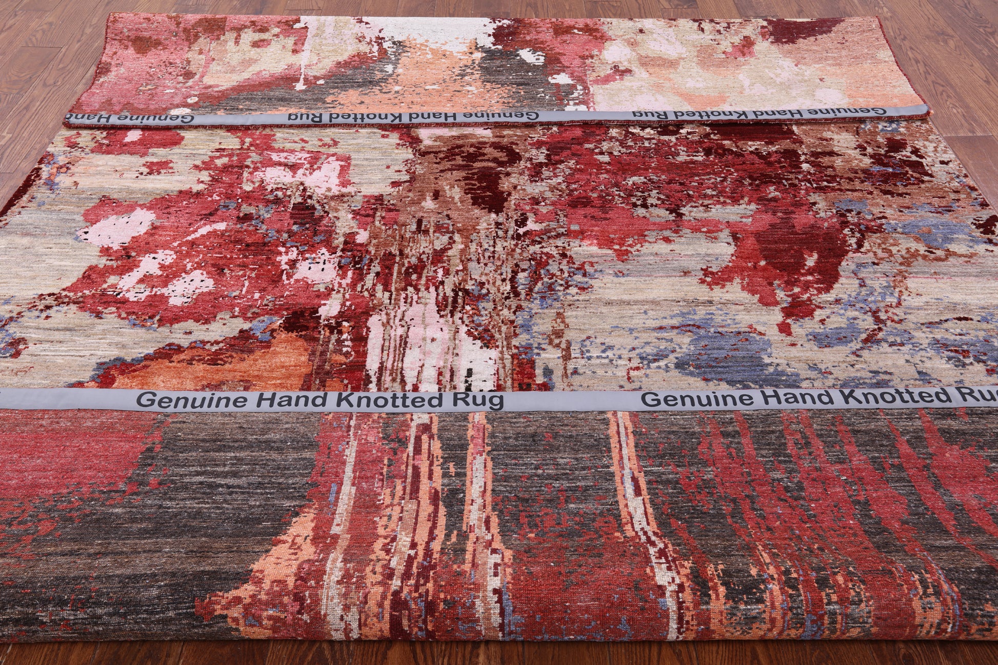 Abstract Contemporary Hand Knotted Wool & Silk Rug - 7' 9" X 10' 4" - Golden Nile