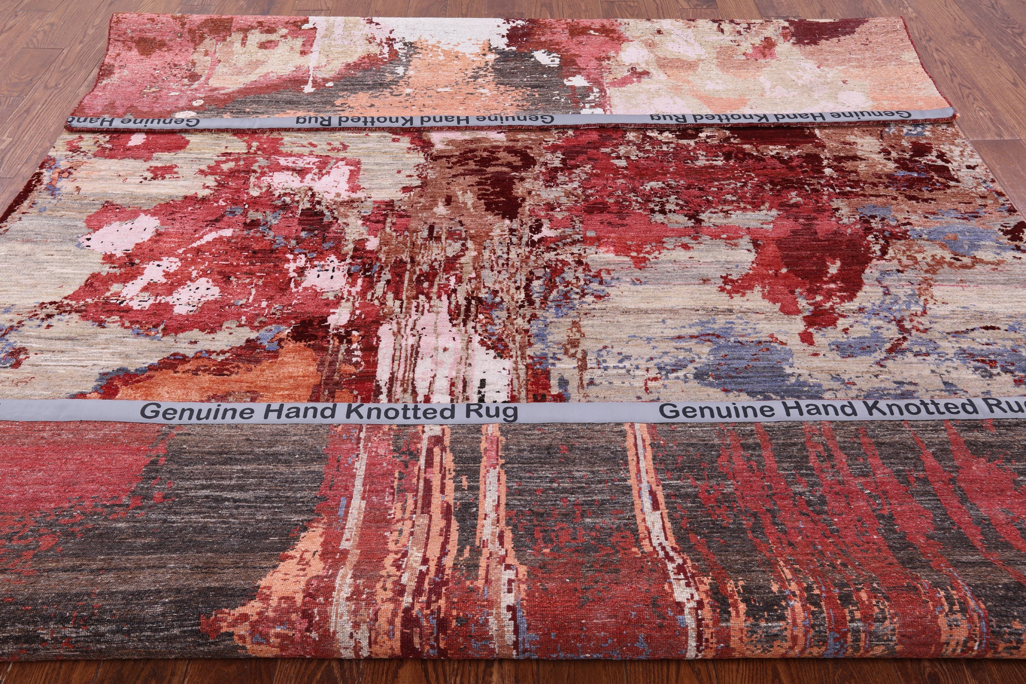 Abstract Contemporary Hand Knotted Wool & Silk Rug - 7' 9" X 10' 4" - Golden Nile