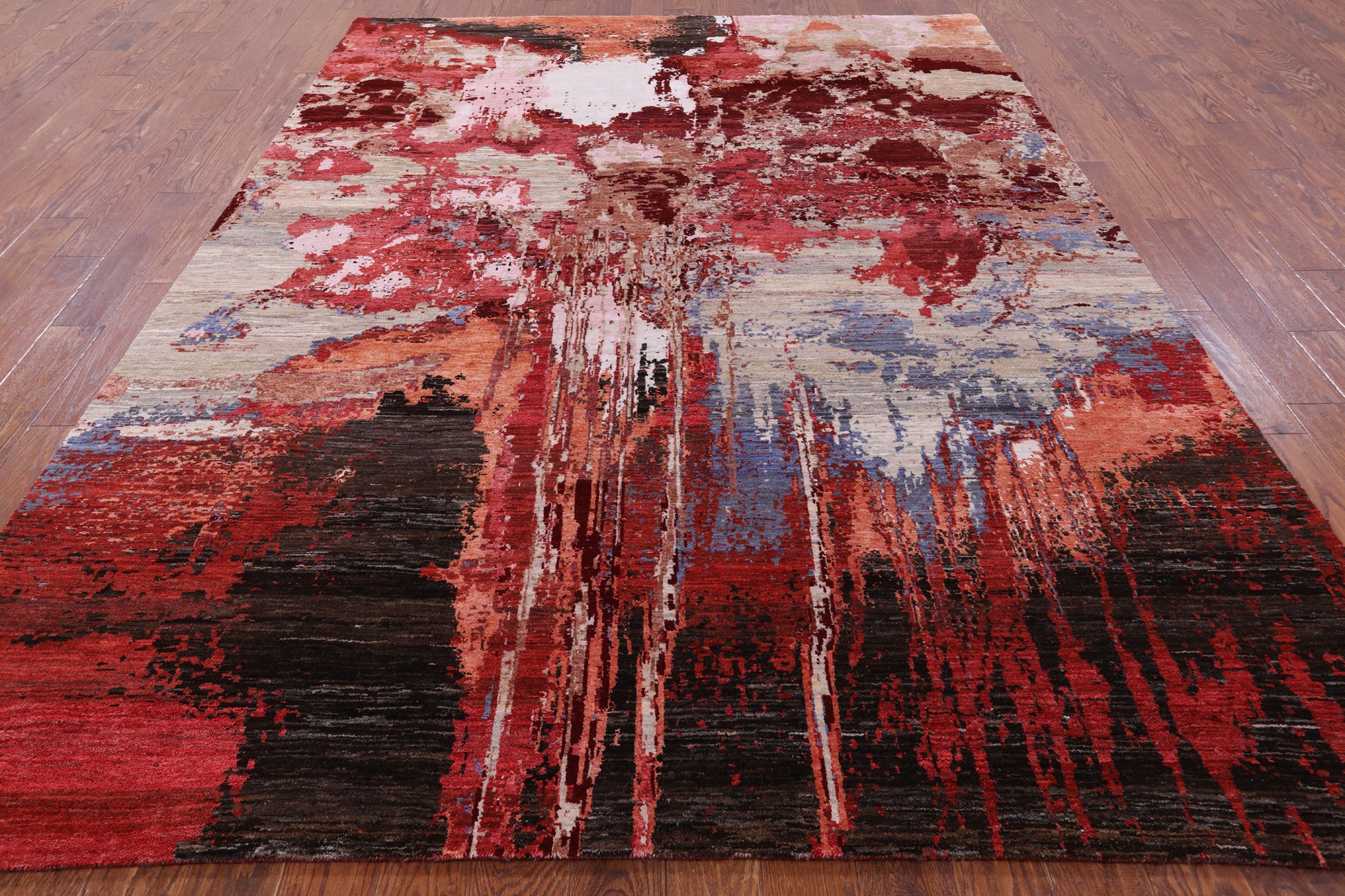 Abstract Contemporary Hand Knotted Wool & Silk Rug - 7' 9" X 10' 4" - Golden Nile
