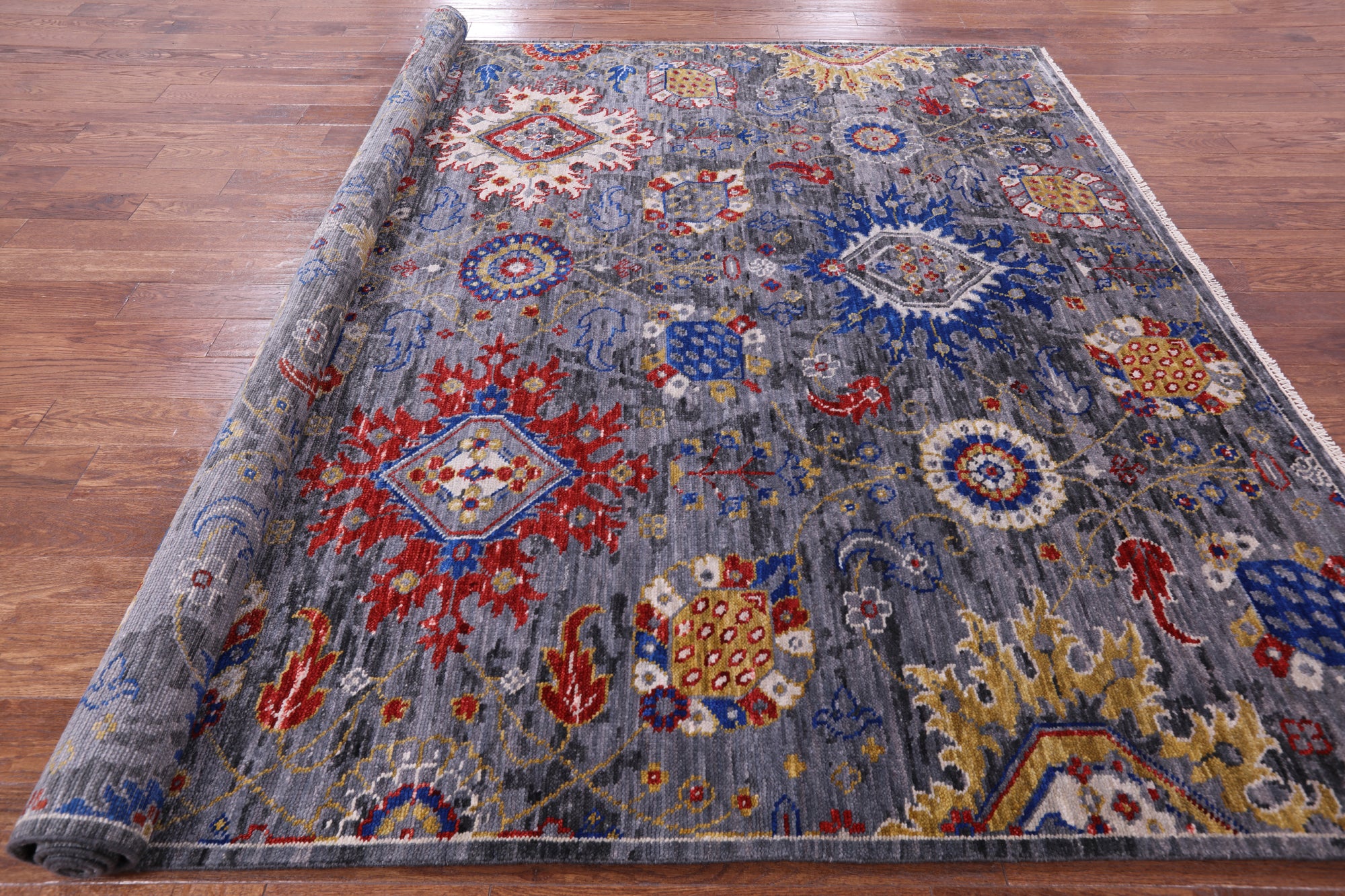 Grey Turkish Oushak Hand Knotted Wool Rug - 8' 7" X 10' 2" - Golden Nile
