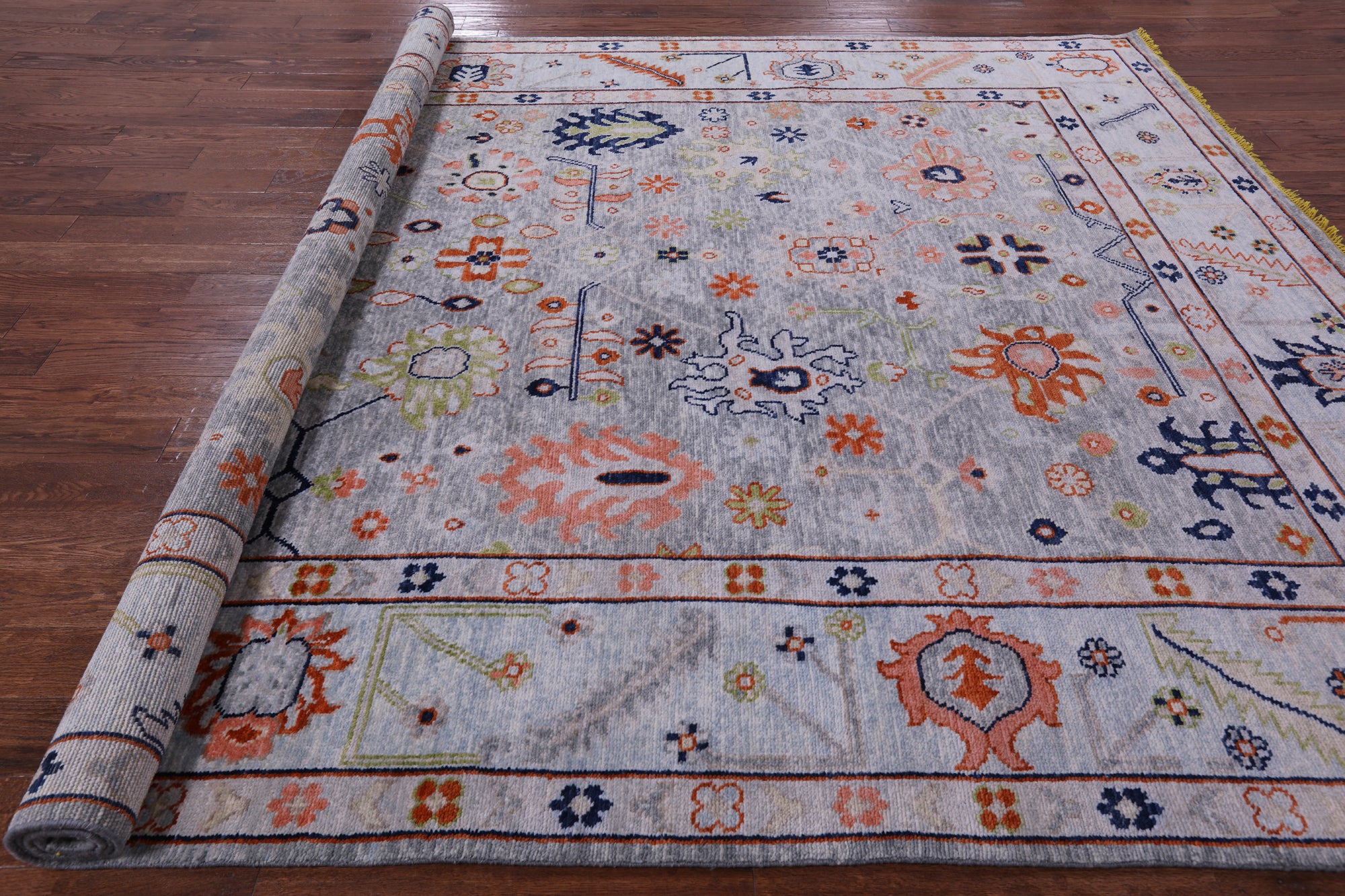 Grey Turkish Oushak Handmade Wool Rug - 9' 5" X 11' 7" - Golden Nile