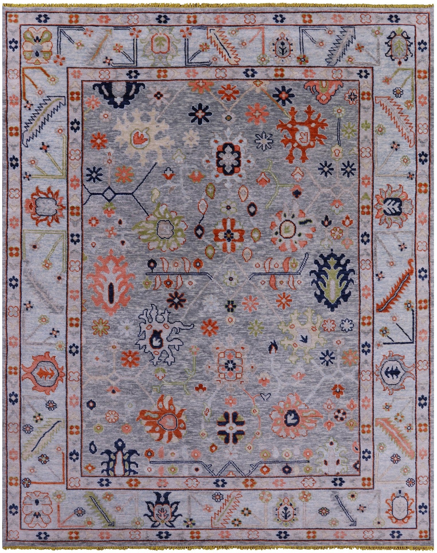 Grey Turkish Oushak Handmade Wool Rug - 9' 5" X 11' 7" - Golden Nile