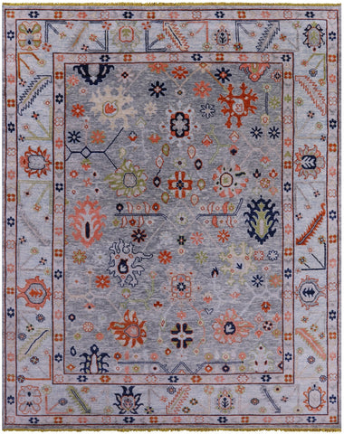 Grey Turkish Oushak Handmade Wool Rug - 9' 5