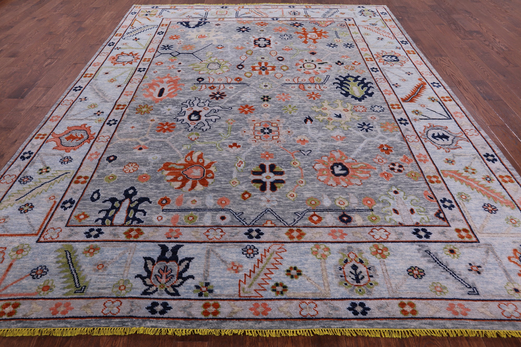 Grey Turkish Oushak Handmade Wool Rug - 9' 5" X 11' 7" - Golden Nile
