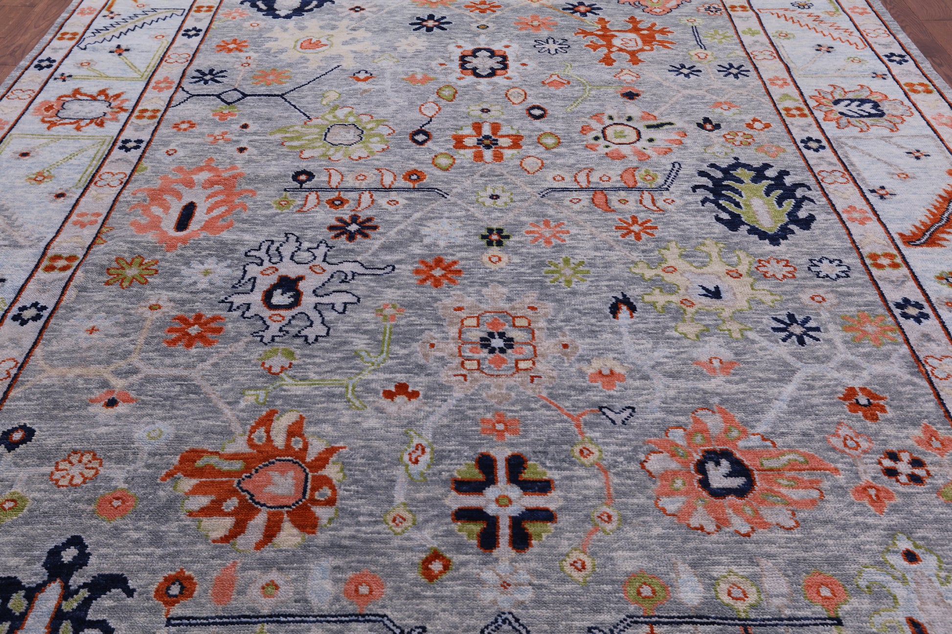 Grey Turkish Oushak Handmade Wool Rug - 9' 5" X 11' 7" - Golden Nile