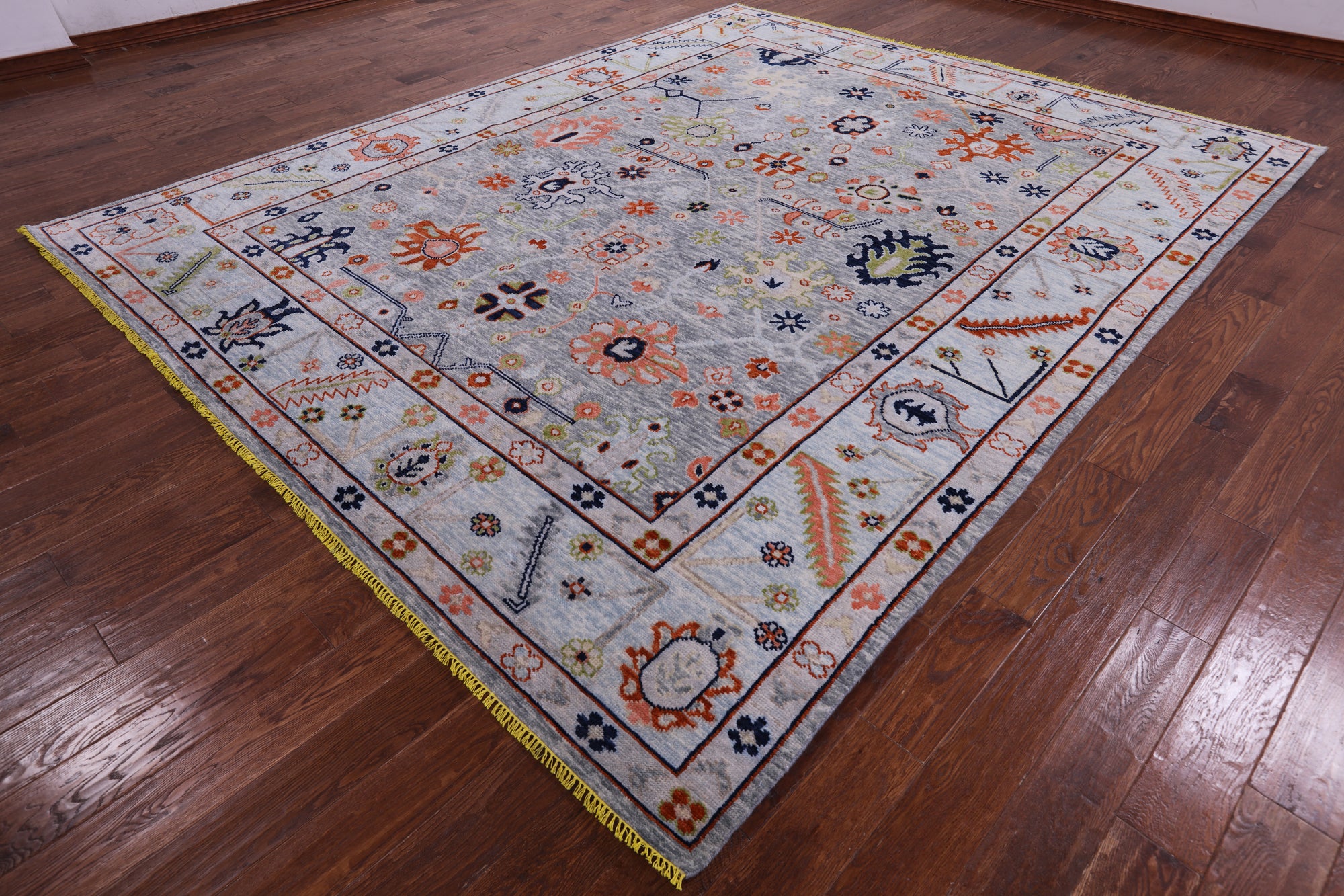 Grey Turkish Oushak Handmade Wool Rug - 9' 5" X 11' 7" - Golden Nile