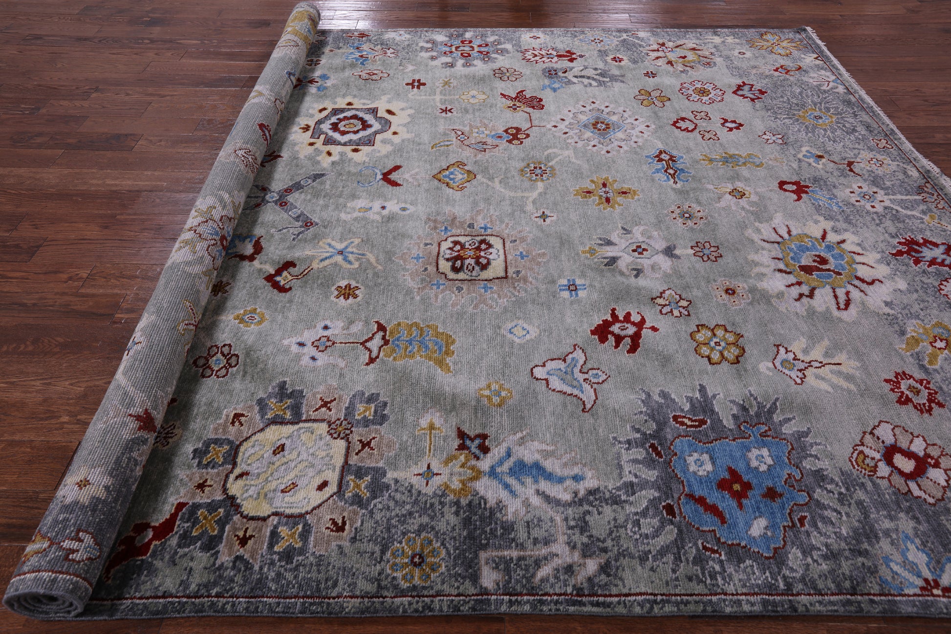 Turkish Oushak Hand Knotted Wool Rug - 9' 3" X 11' 7" - Golden Nile