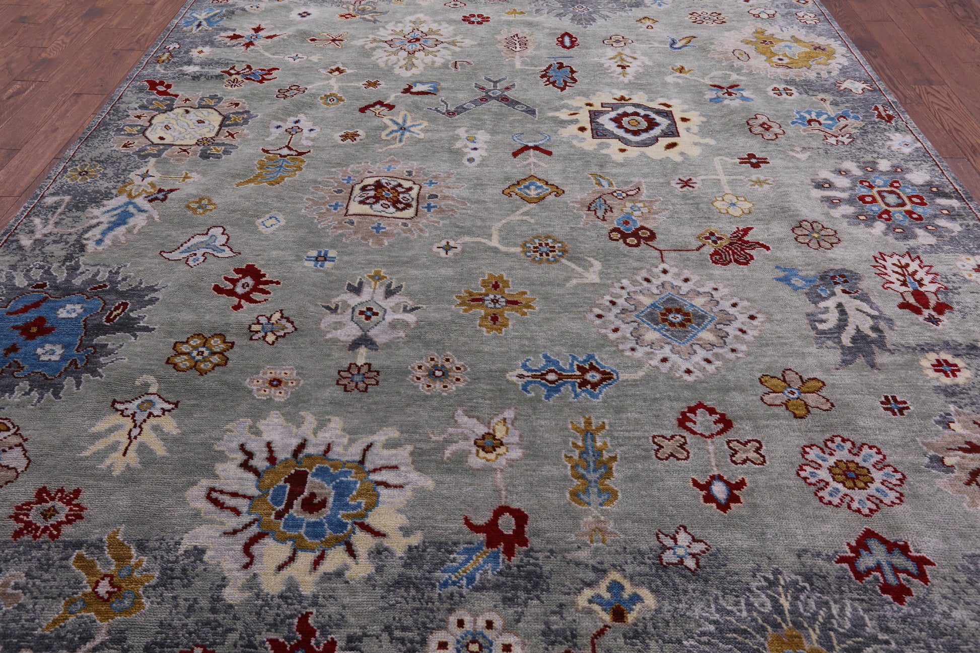 Turkish Oushak Hand Knotted Wool Rug - 9' 3" X 11' 7" - Golden Nile