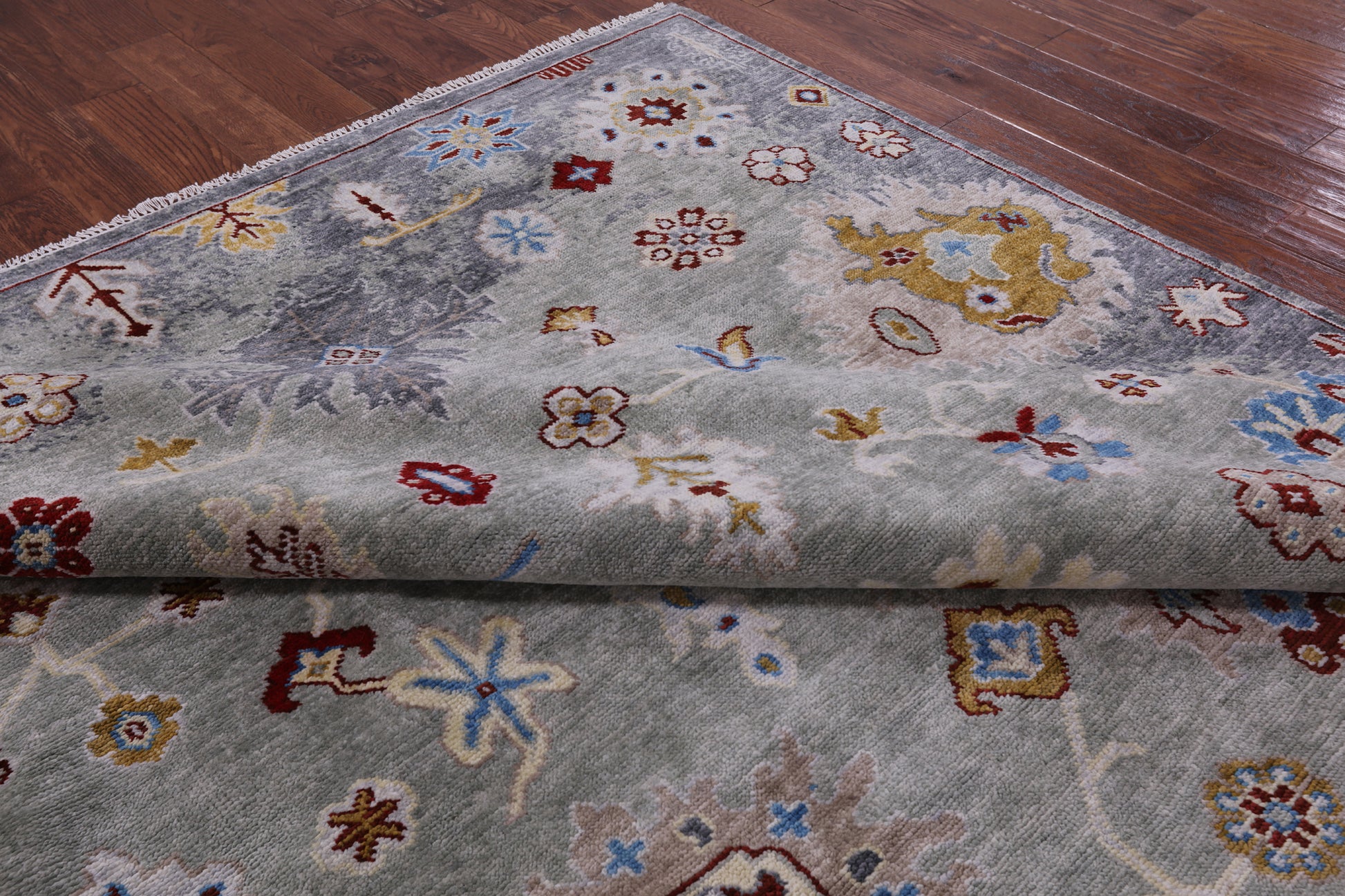 Turkish Oushak Hand Knotted Wool Rug - 9' 3" X 11' 7" - Golden Nile