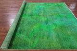 Green Full Pile Overdyed Hand Knotted Wool Rug - 8' 2" X 10' 1" - Golden Nile