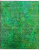 Green Full Pile Overdyed Hand Knotted Wool Rug - 8' 2" X 10' 1" - Golden Nile
