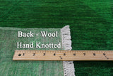 Green Full Pile Overdyed Hand Knotted Wool Rug - 8' 2" X 10' 1" - Golden Nile
