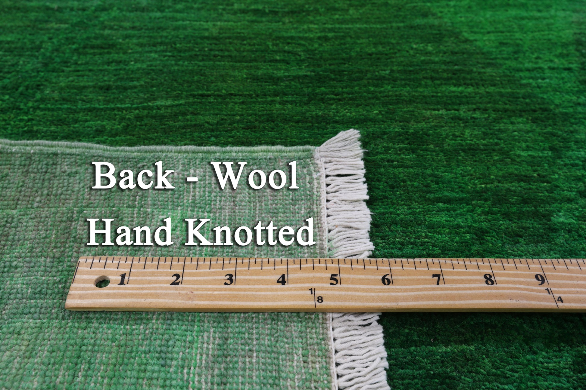 Green Full Pile Overdyed Hand Knotted Wool Rug - 8' 2" X 10' 1" - Golden Nile