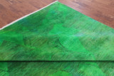 Green Full Pile Overdyed Hand Knotted Wool Rug - 8' 2" X 10' 1" - Golden Nile