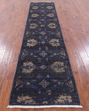 Grey William Morris Hand Knotted Wool Runner Rug - 2' 9" X 12' 0" - Golden Nile