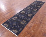 Grey William Morris Hand Knotted Wool Runner Rug - 2' 9" X 12' 0" - Golden Nile