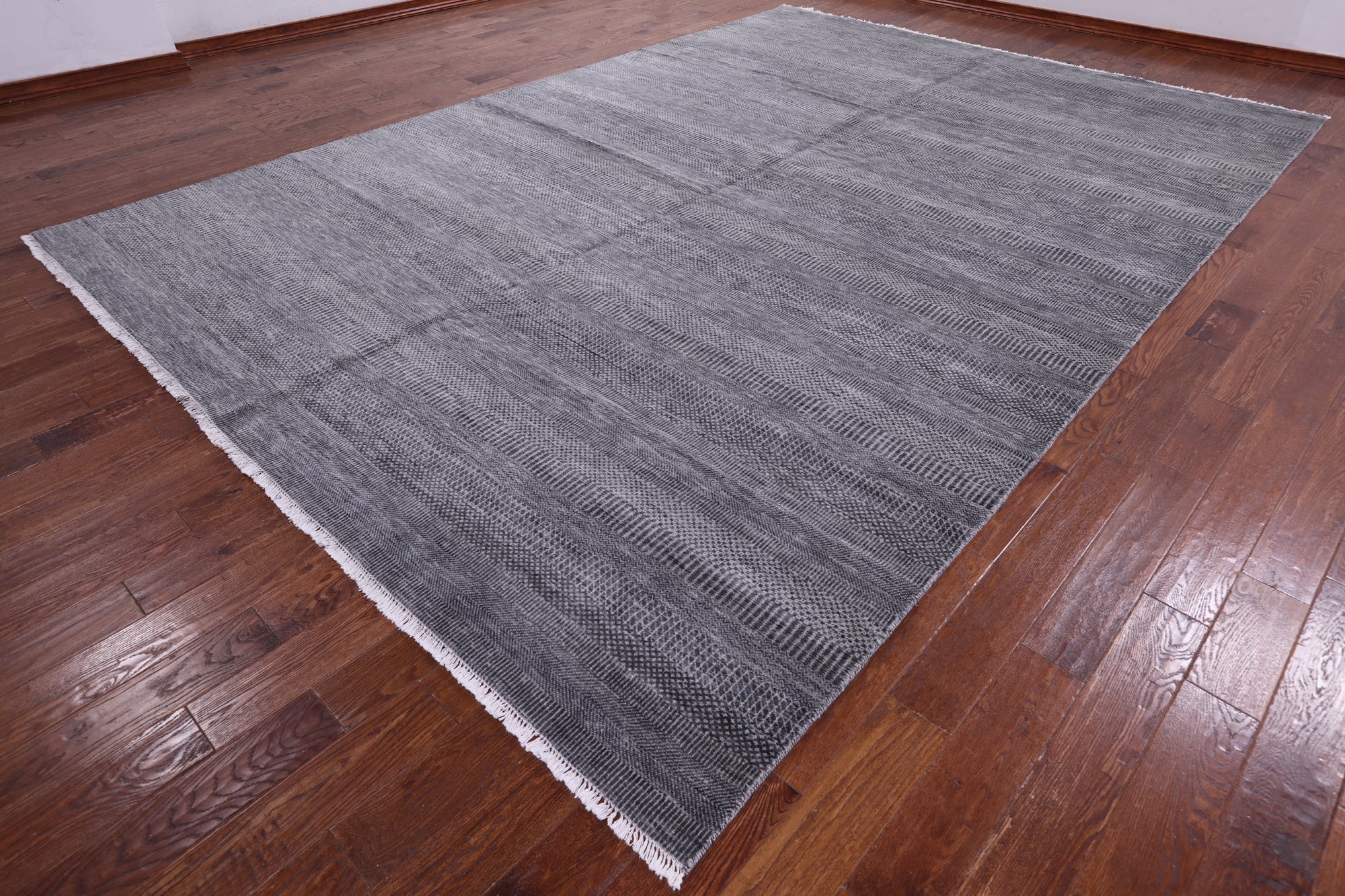 Grey Savannah Grass Hand Knotted Wool Rug - 10' 0" X 14' 4" - Golden Nile