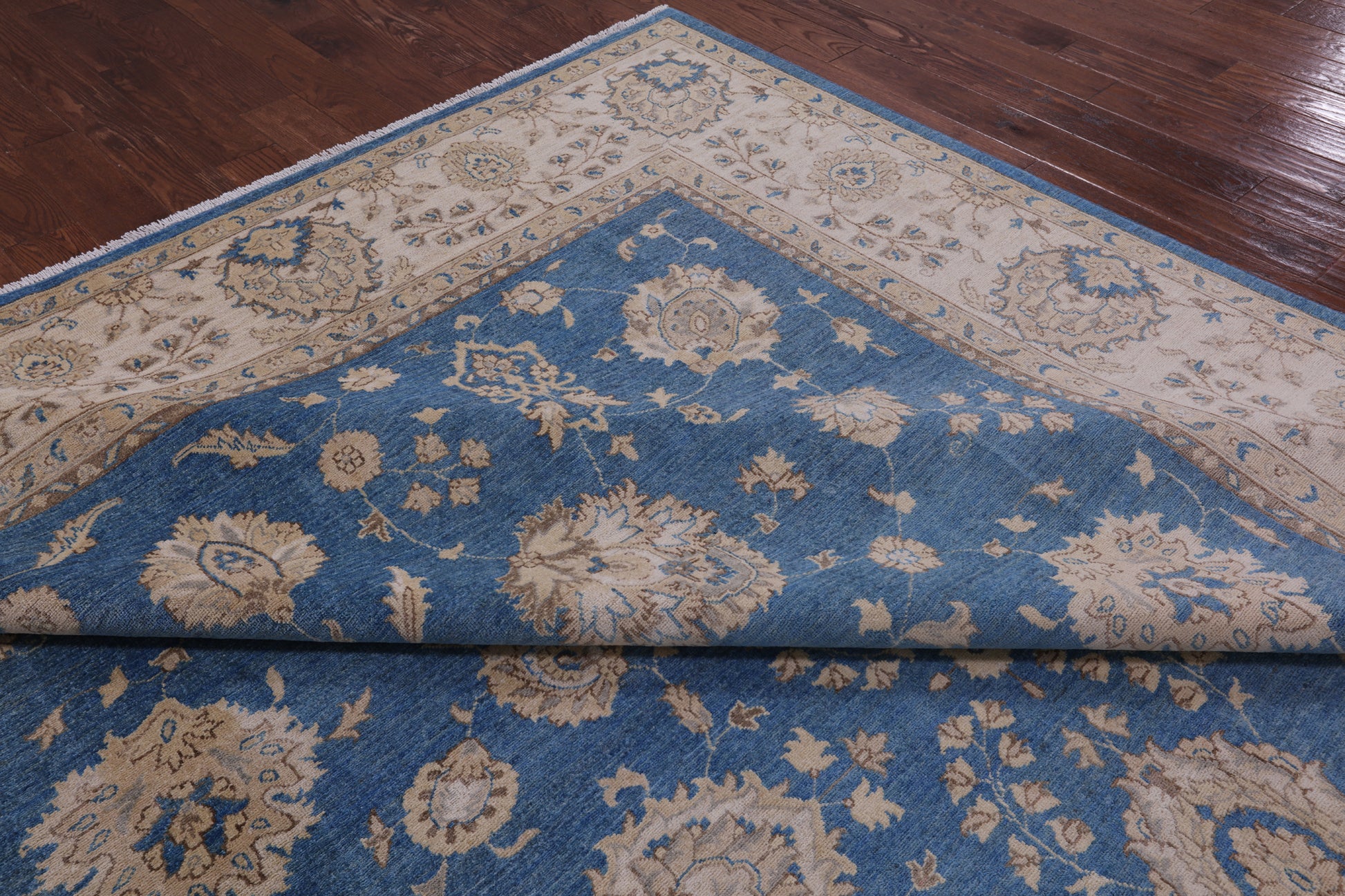 Blue Peshawar Hand Knotted Wool Rug - 10' 2" X 13' 10" - Golden Nile