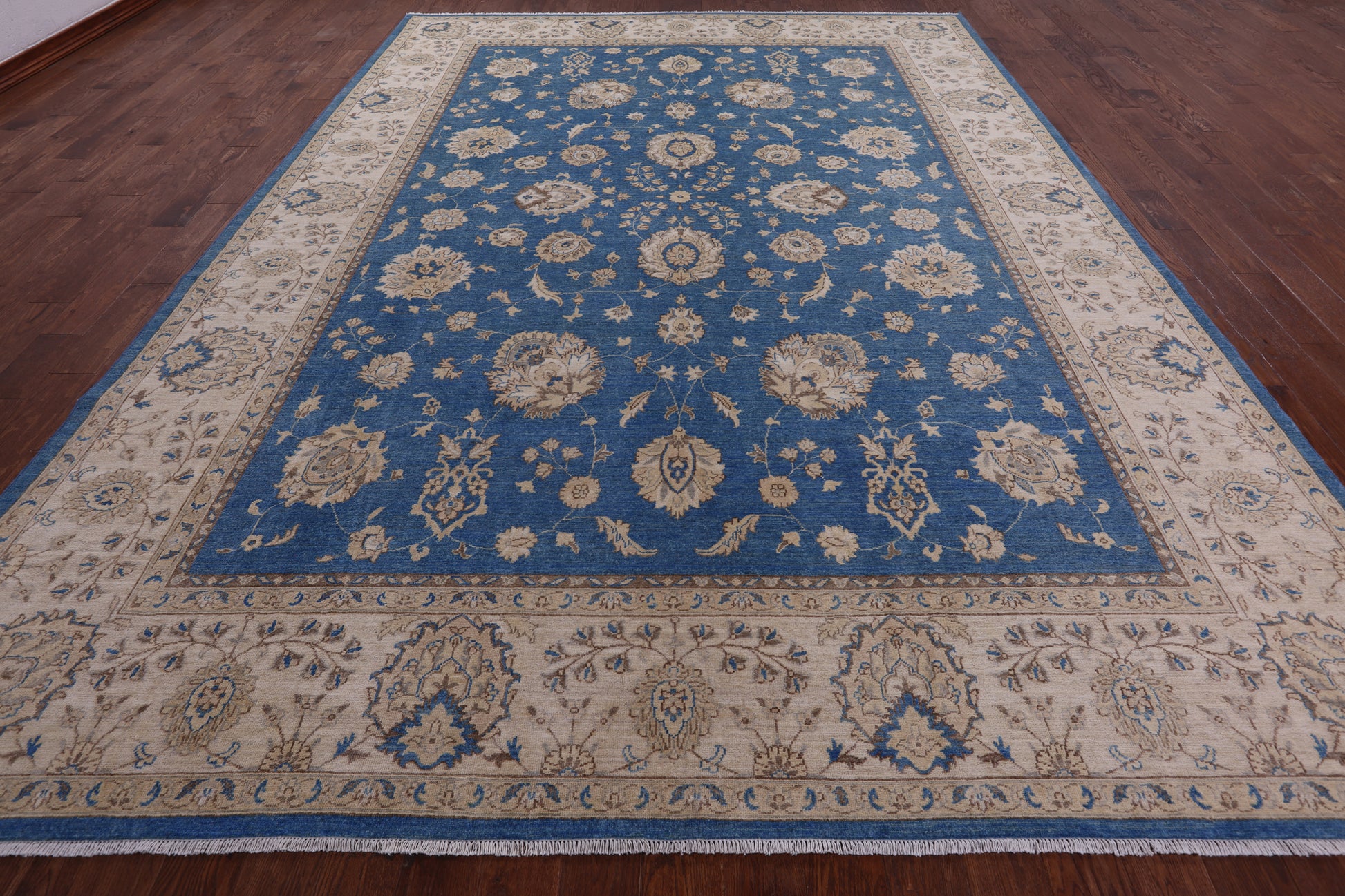 Blue Peshawar Hand Knotted Wool Rug - 10' 2" X 13' 10" - Golden Nile