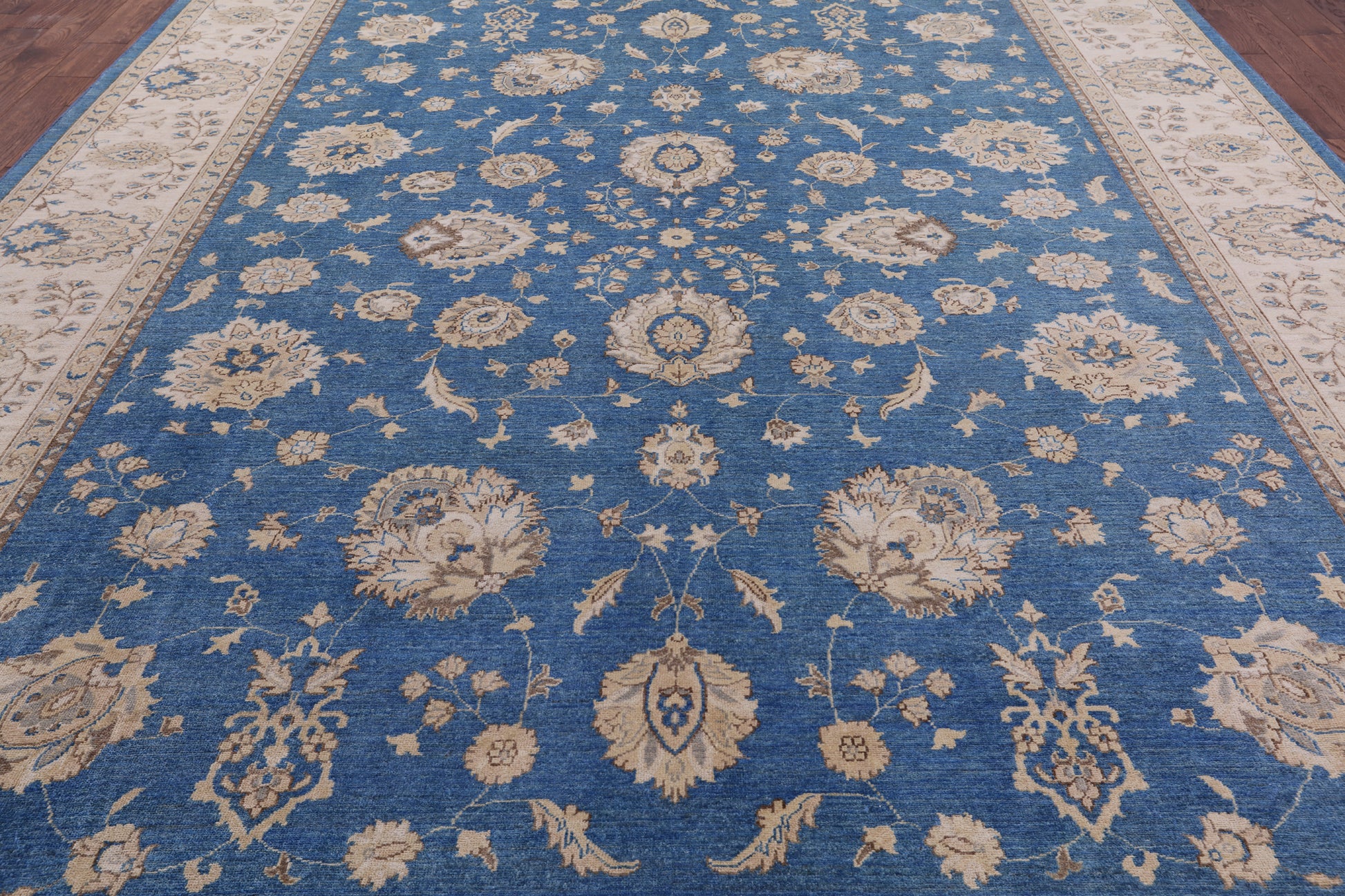 Blue Peshawar Hand Knotted Wool Rug - 10' 2" X 13' 10" - Golden Nile