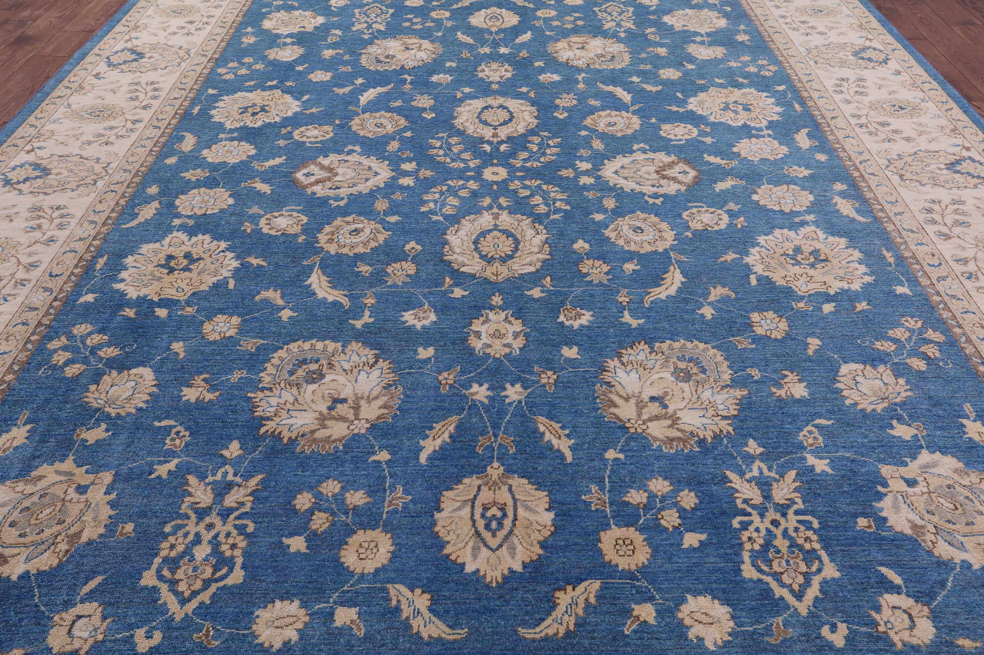 Blue Peshawar Hand Knotted Wool Rug - 10' 2" X 13' 10" - Golden Nile