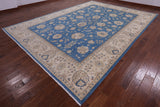 Blue Peshawar Hand Knotted Wool Rug - 10' 2" X 13' 10" - Golden Nile